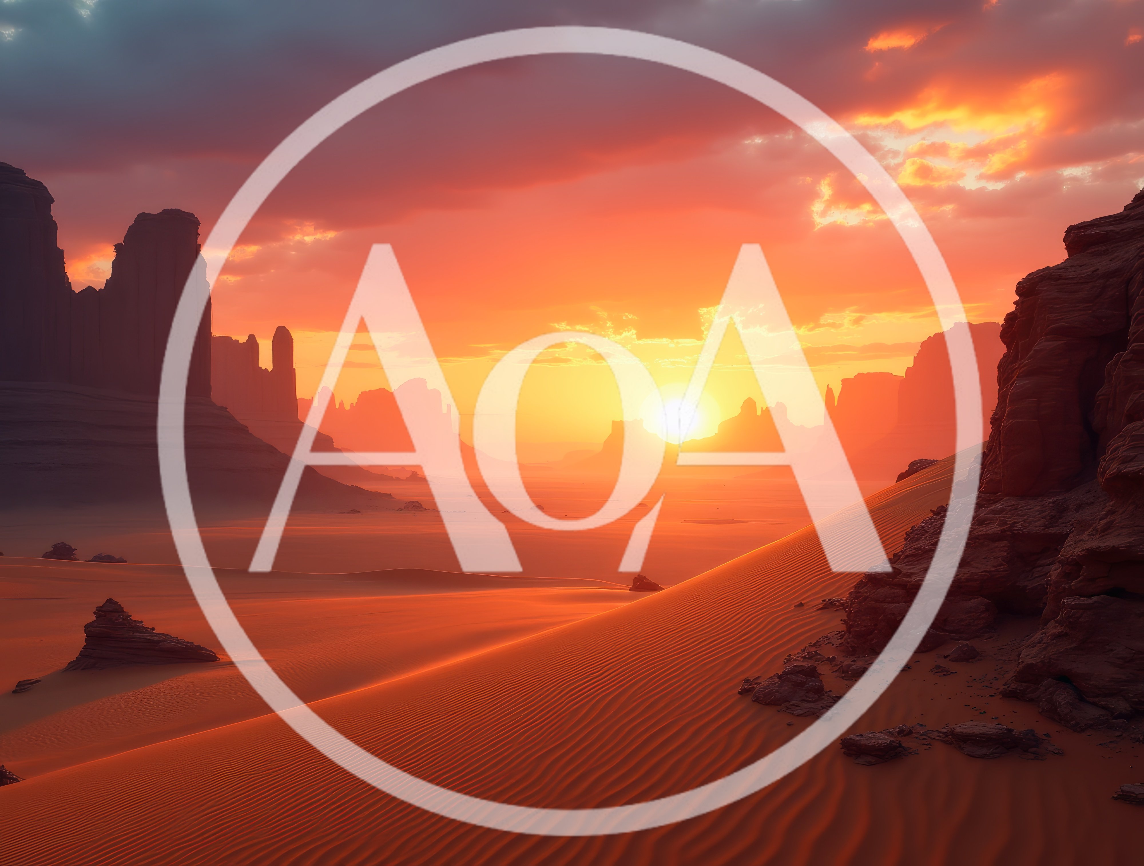 Majestic Desert Landscape At Sunset With Sand Dunes