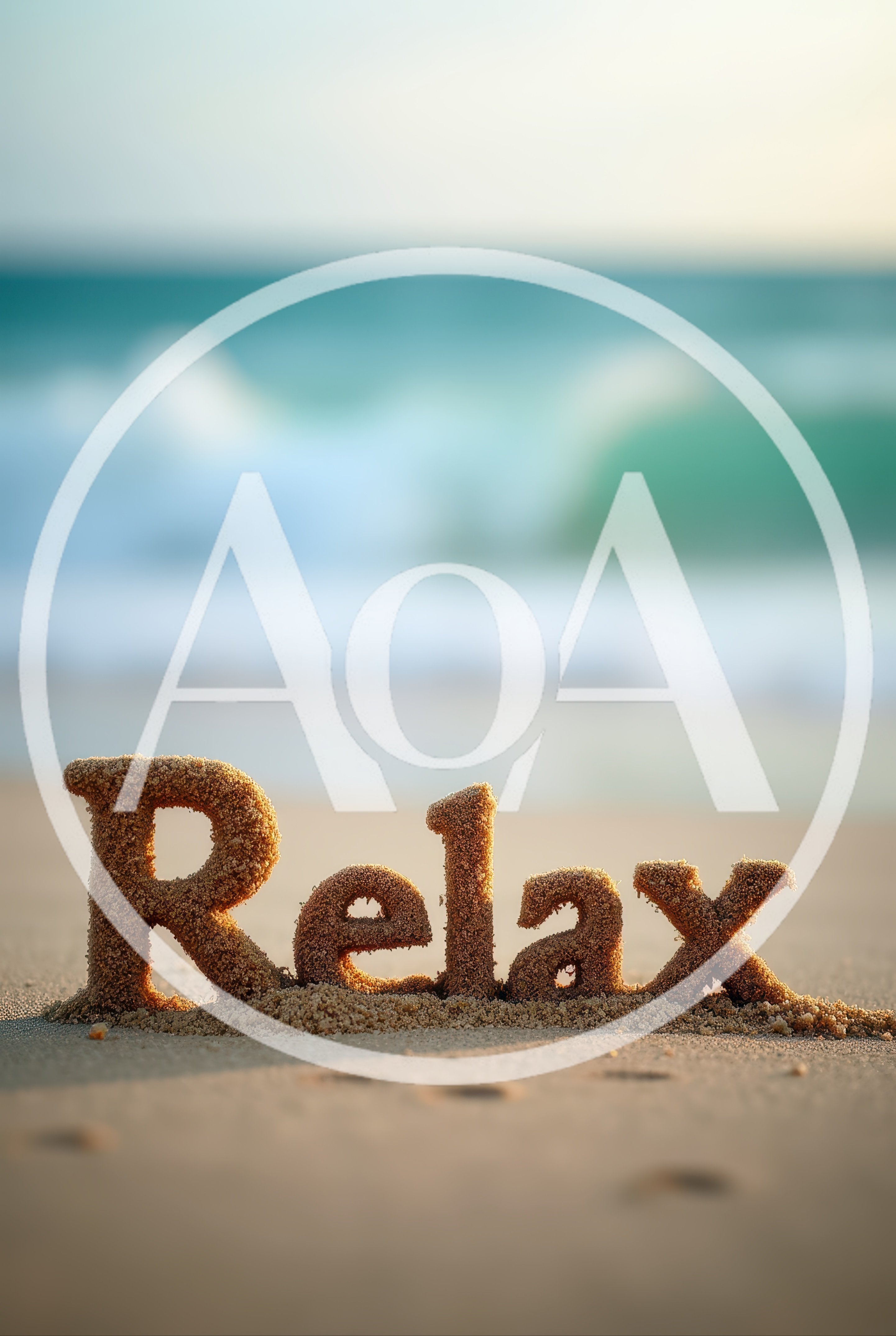 Relax Word Sculpted in Sand on Tropical Beach