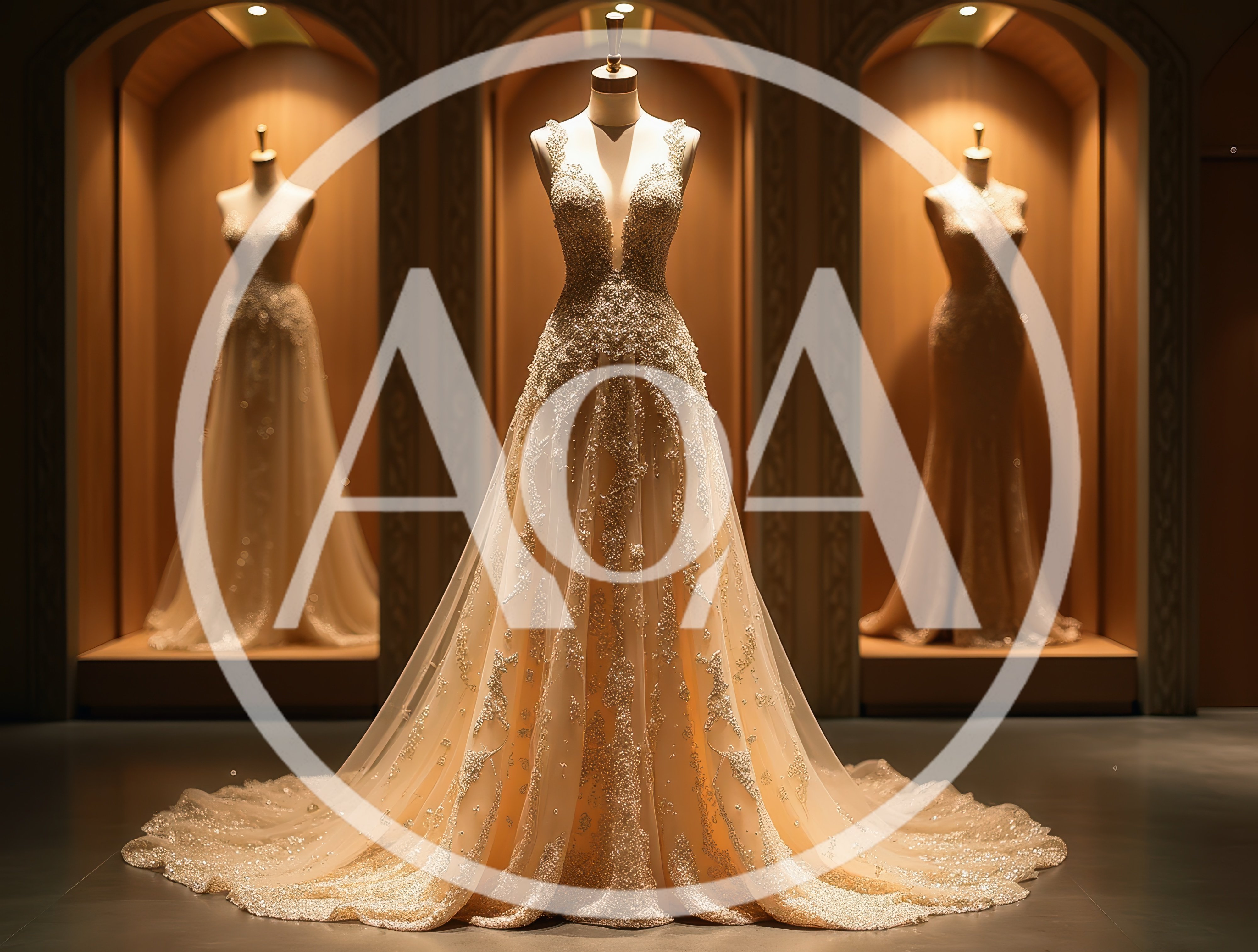 Elegant Wedding Dresses Displayed In Luxury Boutique