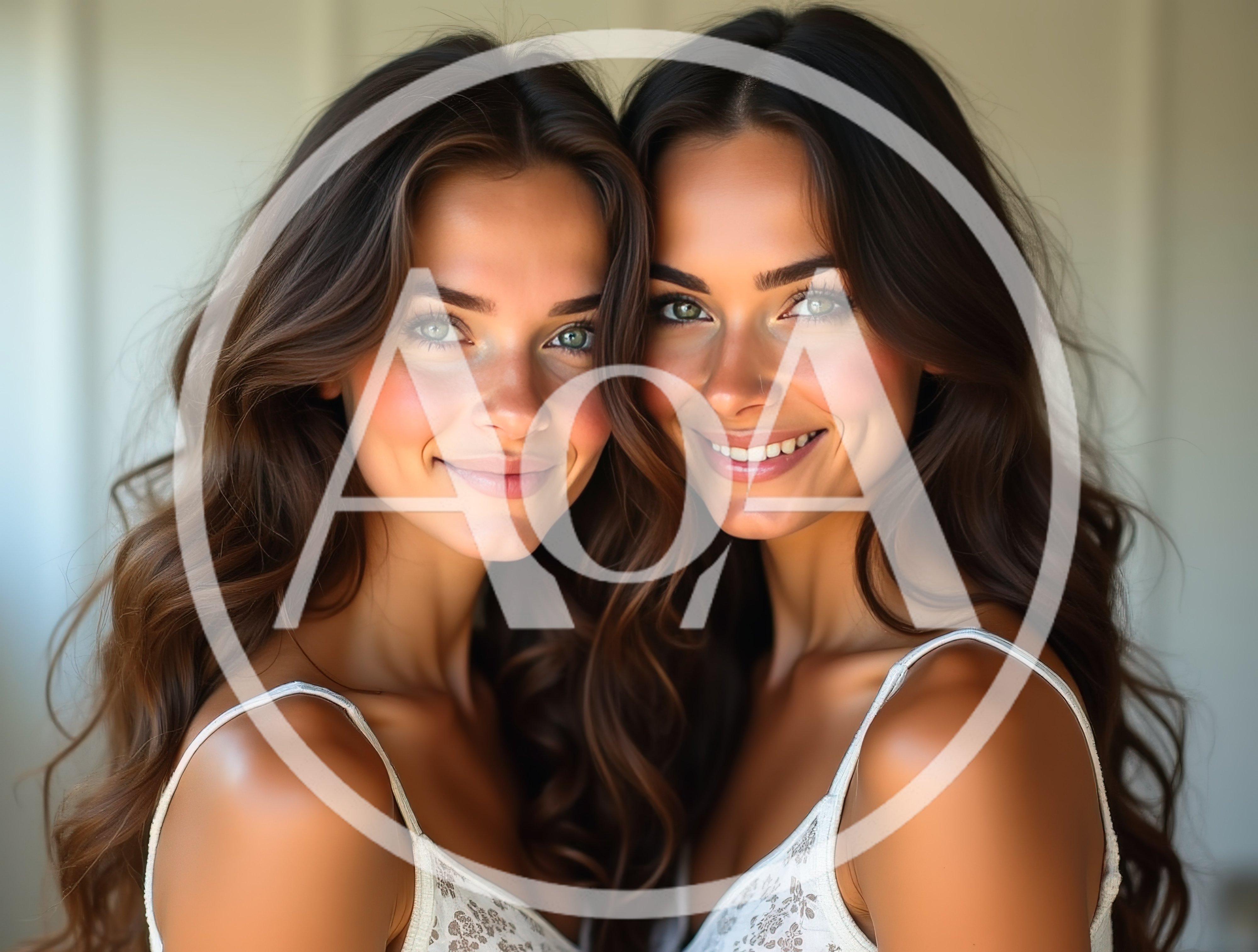 Portrait Of Two Beautiful Young Women Smiling