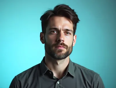Portrait Of A Serious Man With A Beard