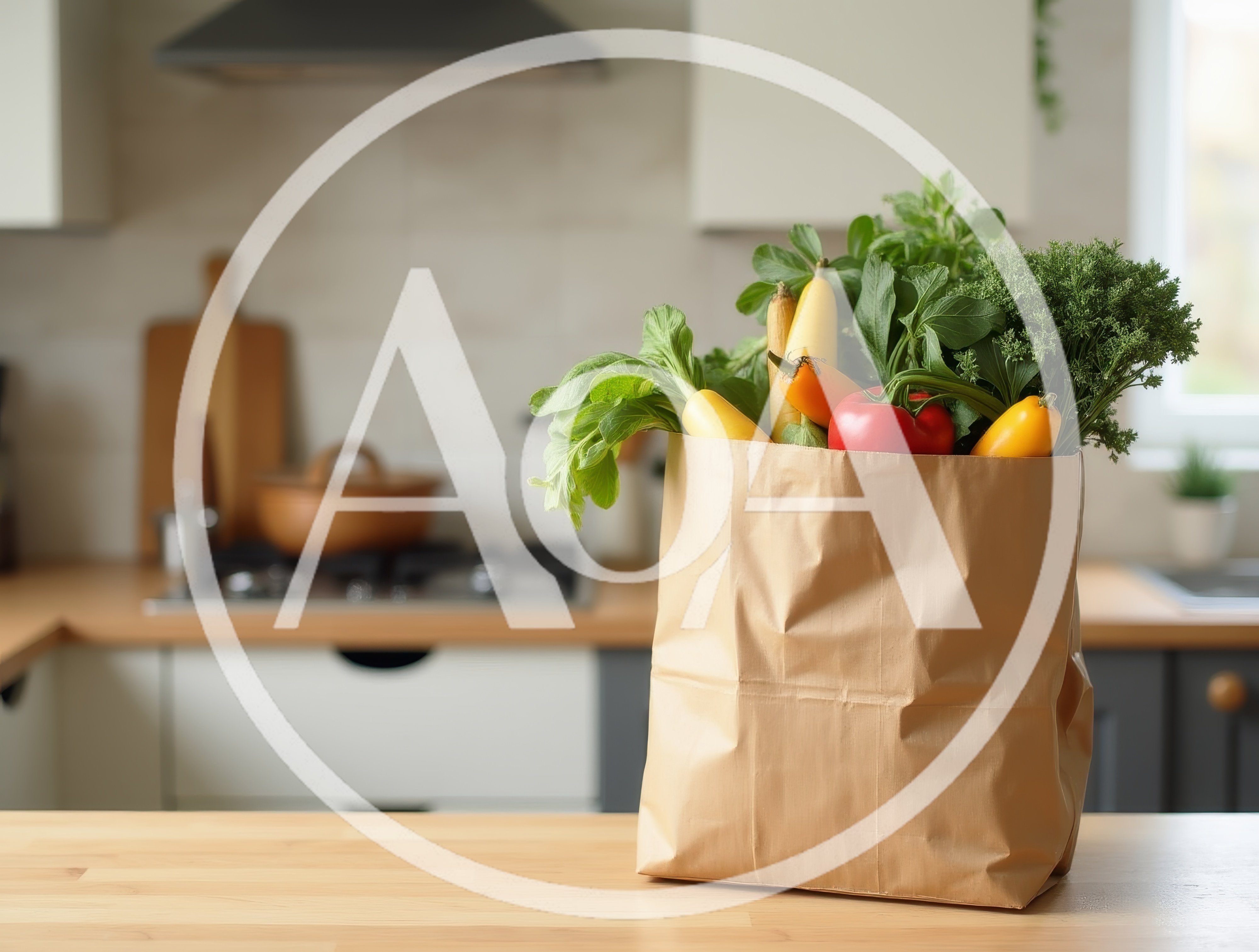 Paper Grocery Bag Filled With Fresh Vegetables