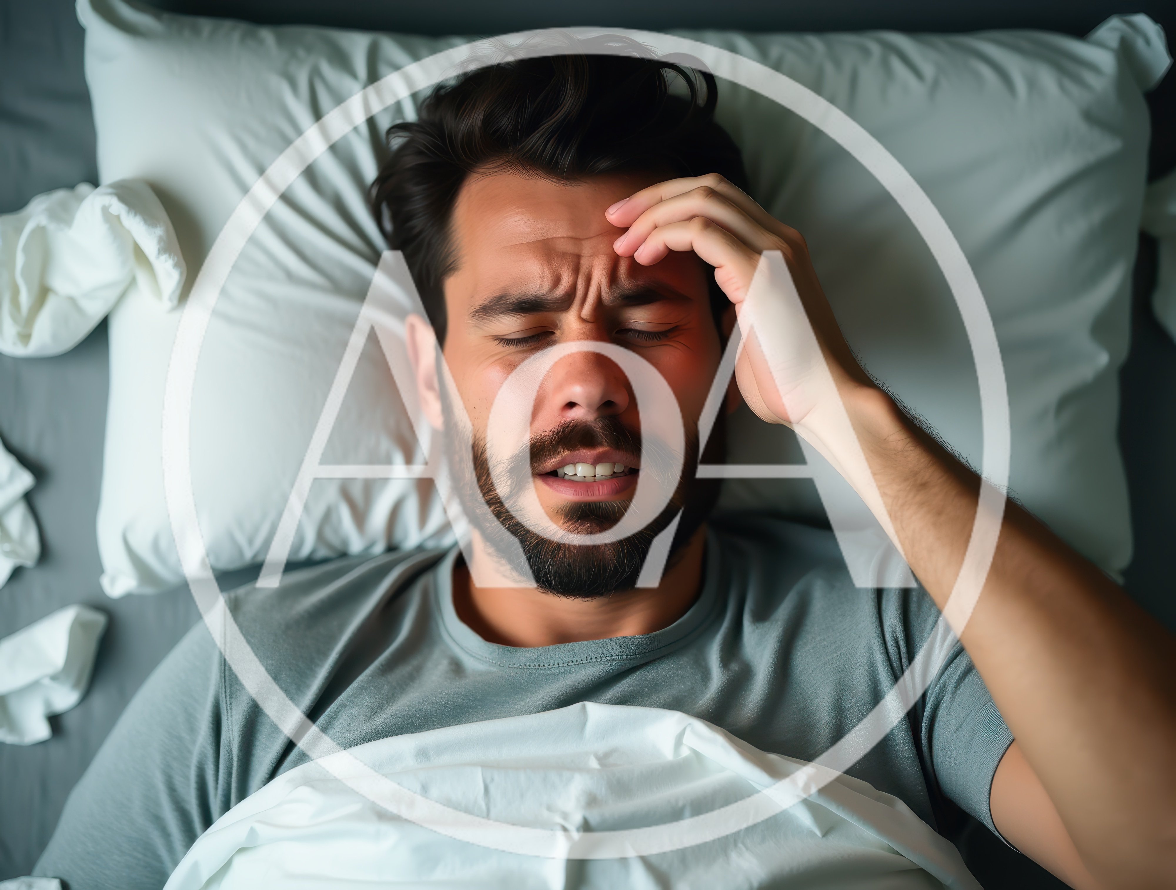 Sick Man Suffering From Headache In Bed
