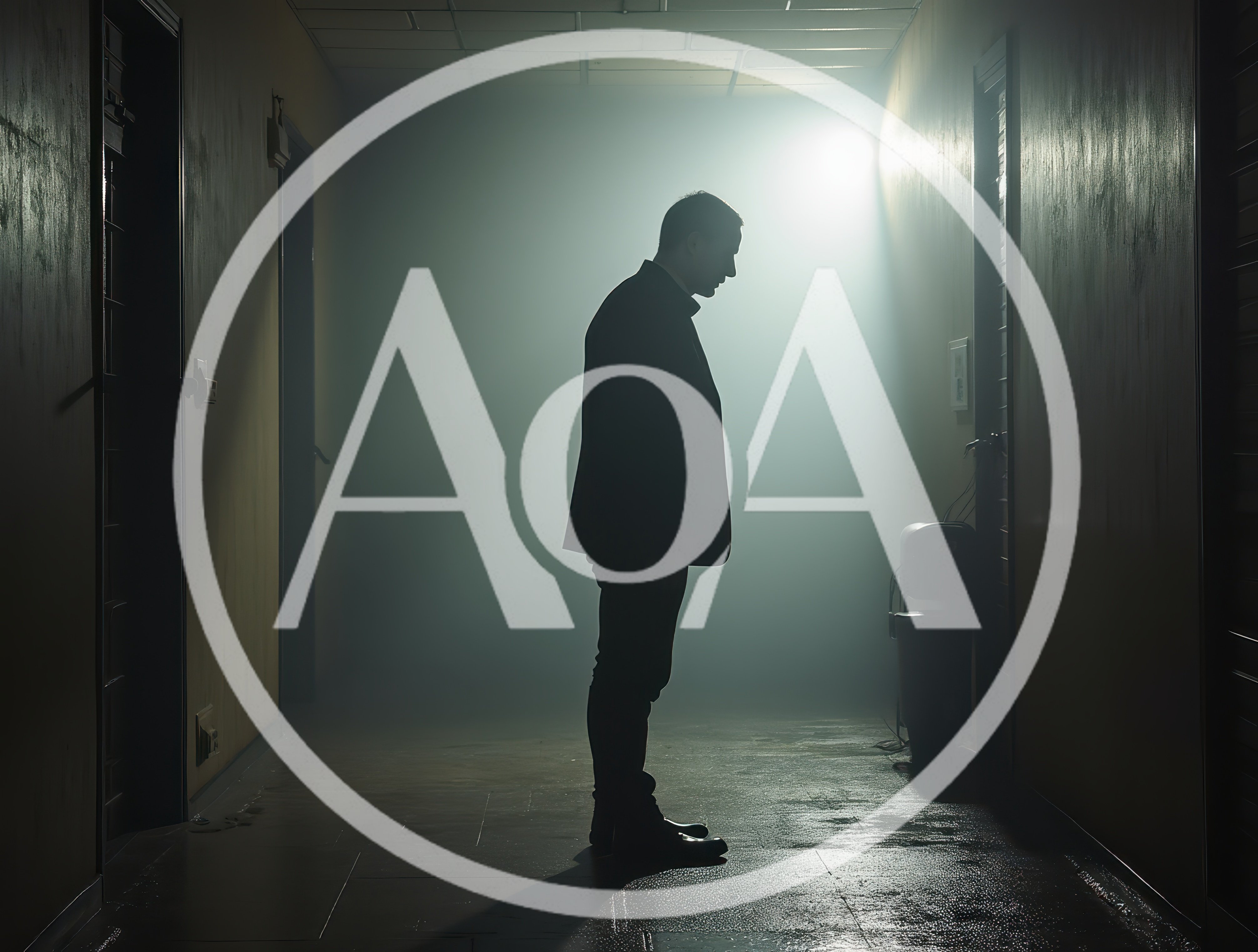 Silhouette Of A Man Standing In A Dark Hallway
