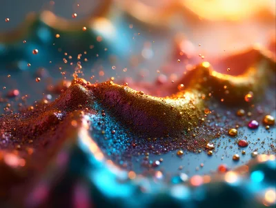 Abstract 3D Render Of Colorful Floating Particles
