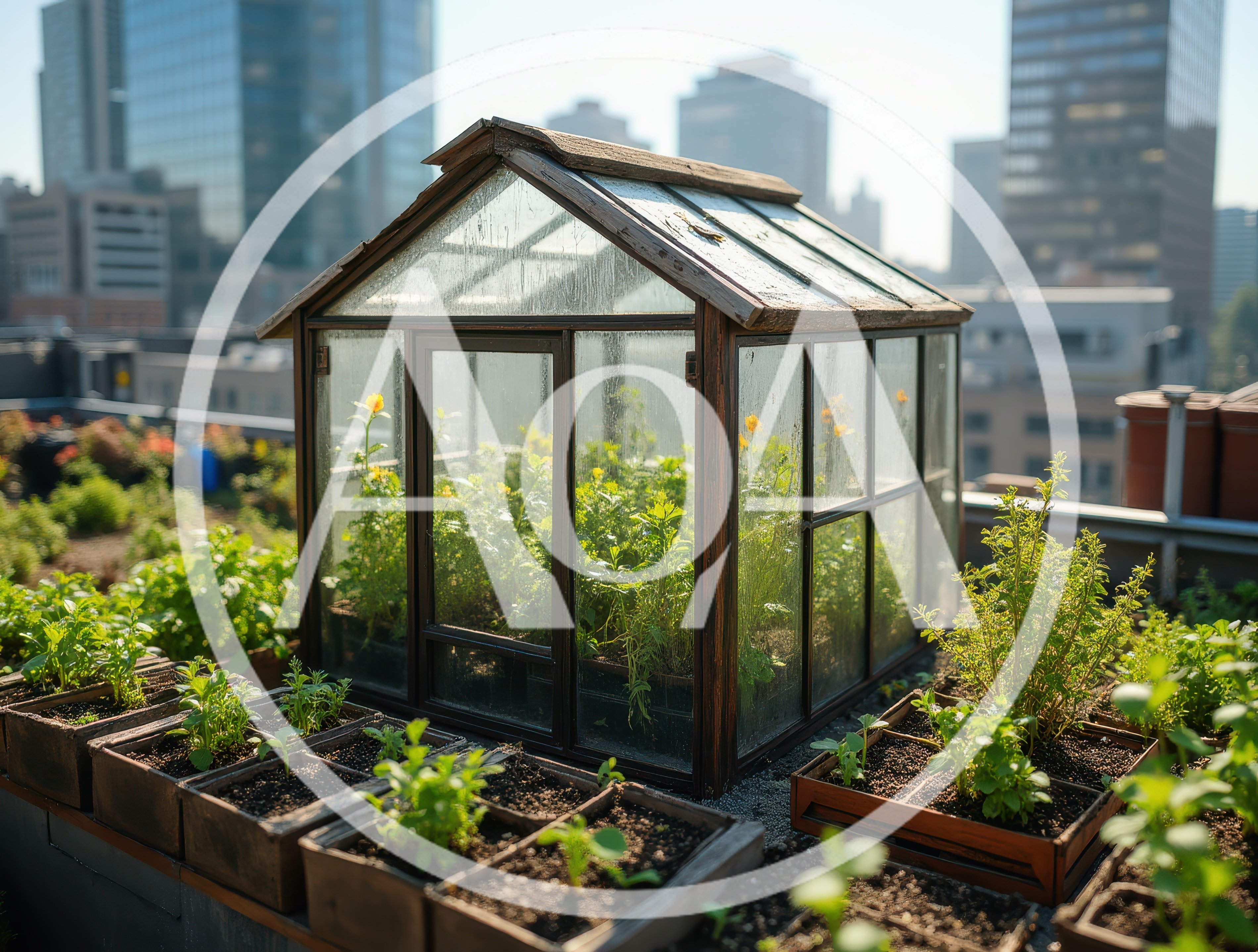 Small Greenhouse On An Urban Rooftop Garden