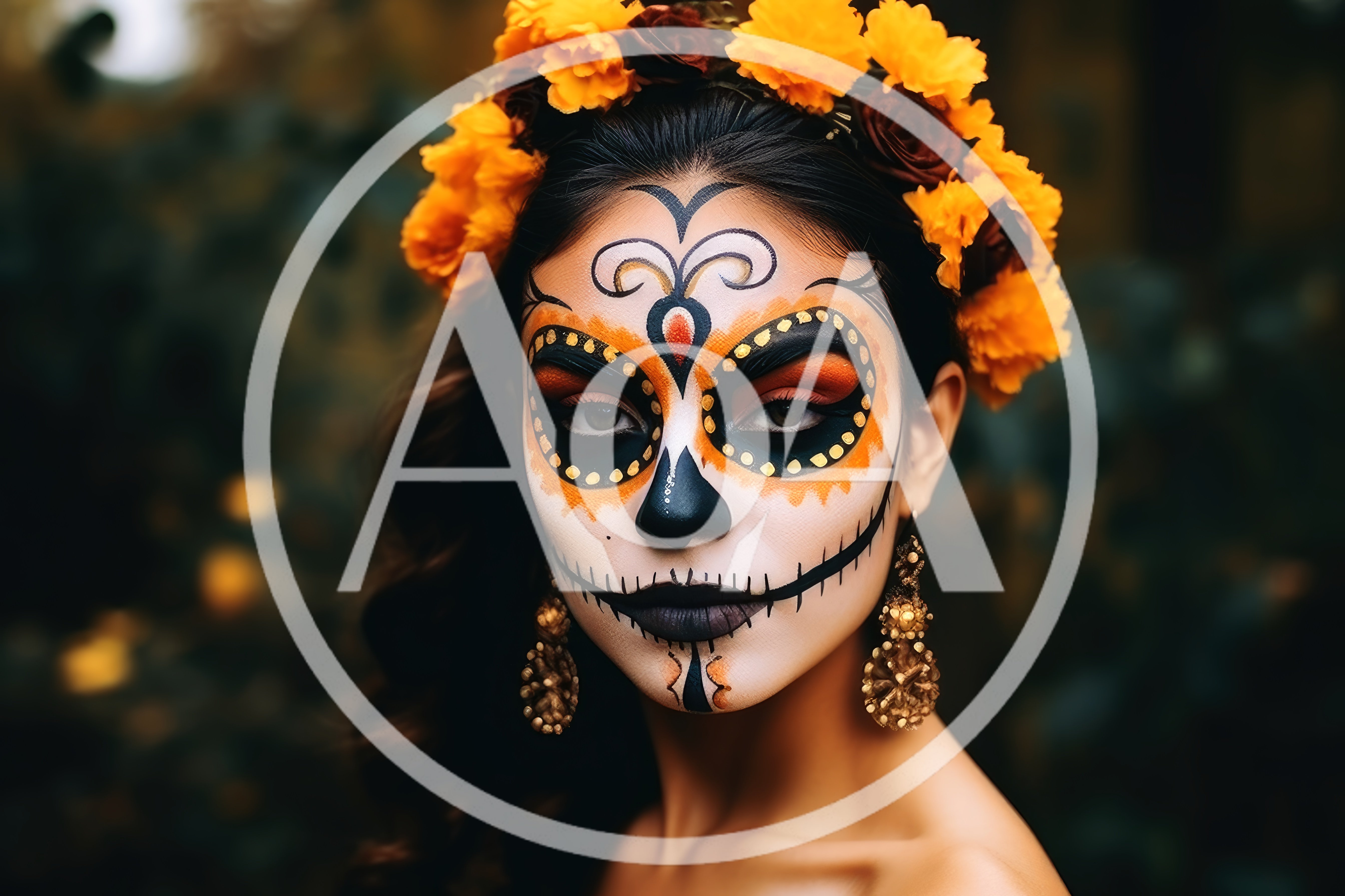 Woman Wearing Traditional Day Of The Dead Makeup