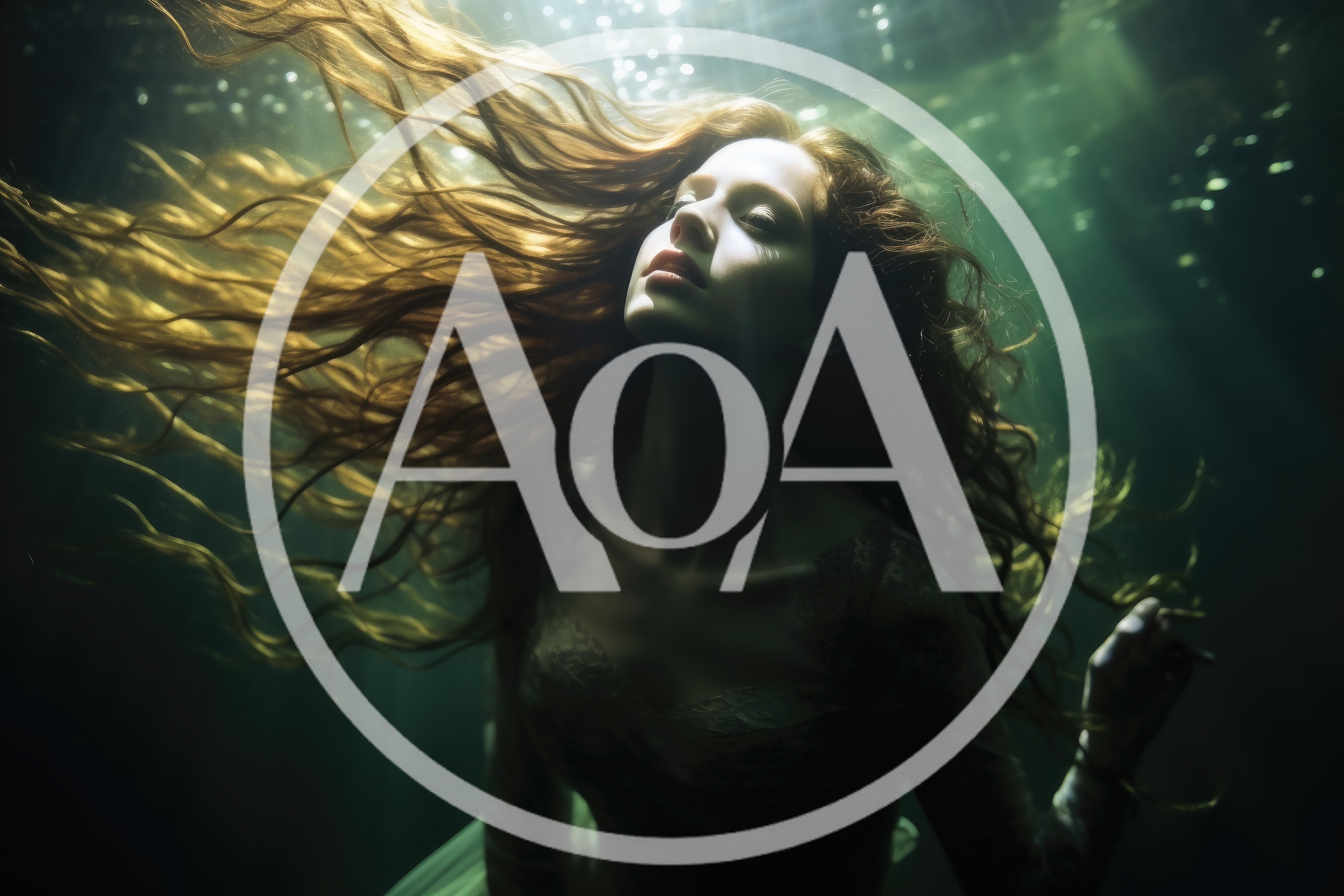 Ethereal Woman Floating Underwater With Flowing Hair