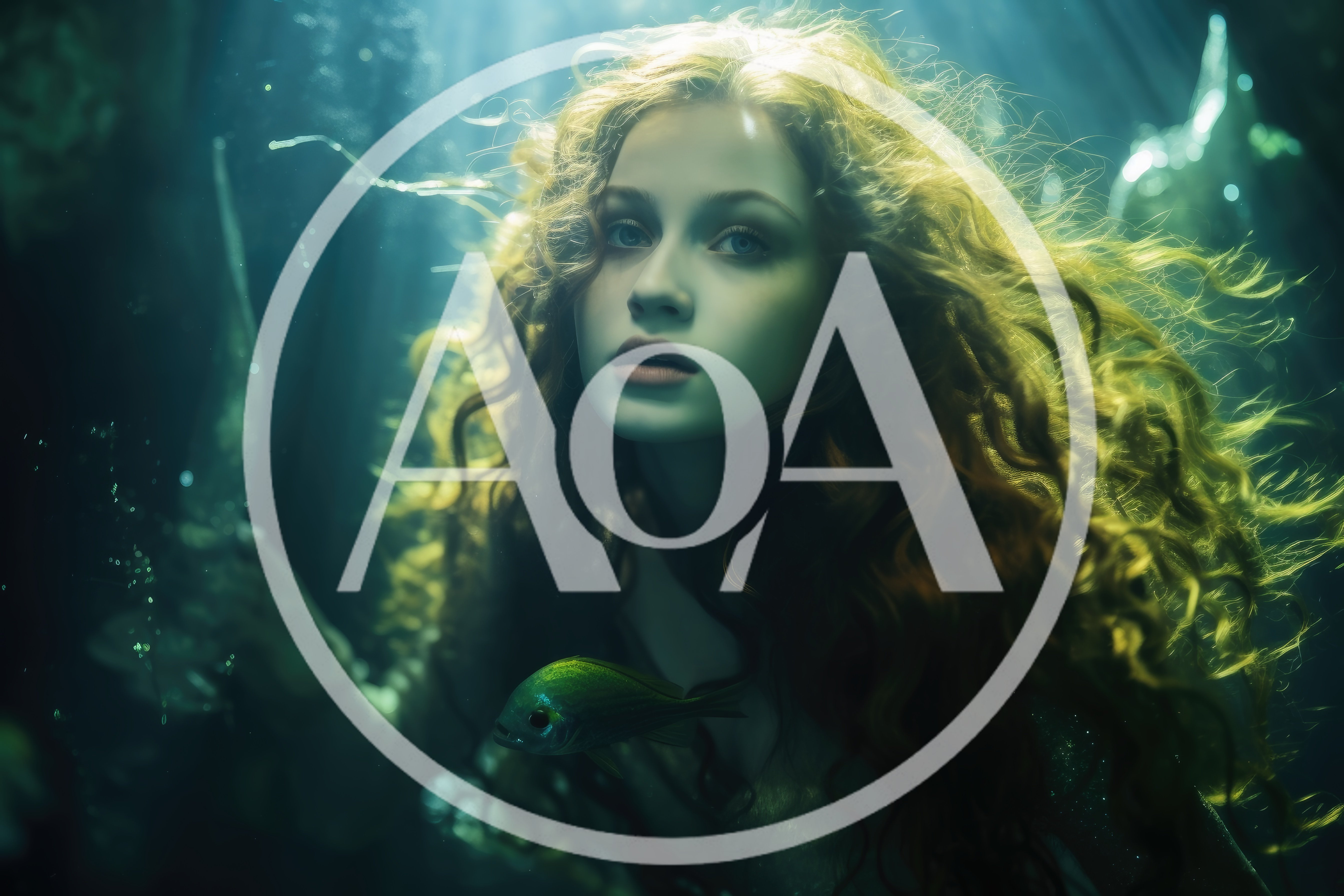 Ethereal Mermaid Swimming Underwater In Deep Ocean