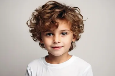 Portrait Of A Young Boy With Curly Hair
