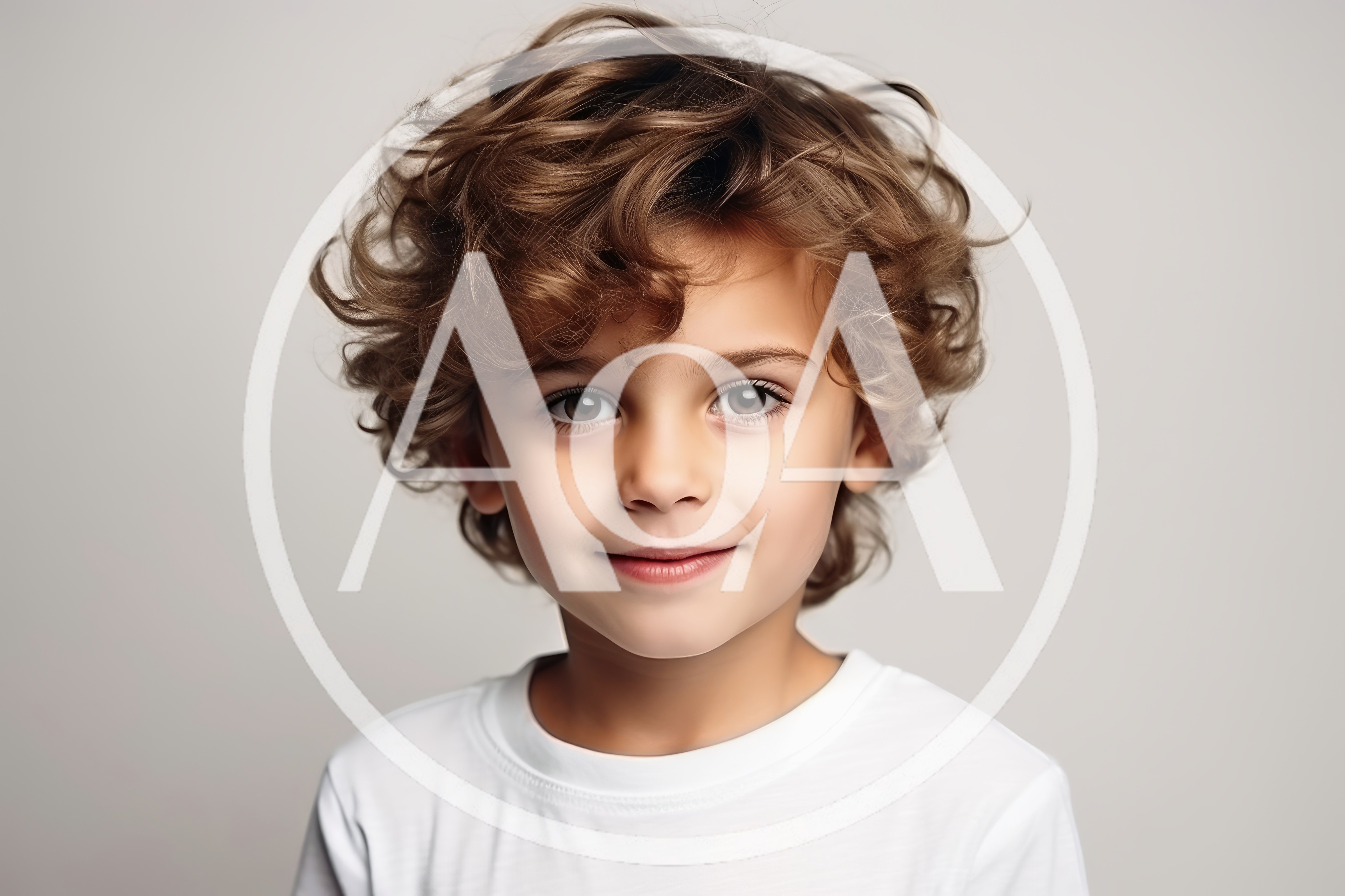 Portrait Of A Young Boy With Curly Hair