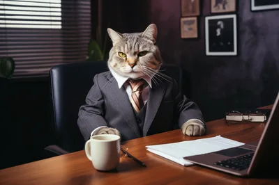Professional Cat Businessman Working In A Corporate Office
