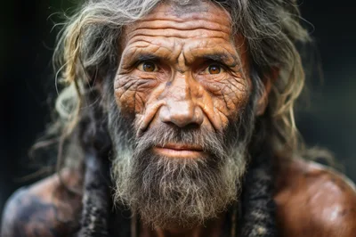 Portrait Of An Elderly Man With Weathered Skin
