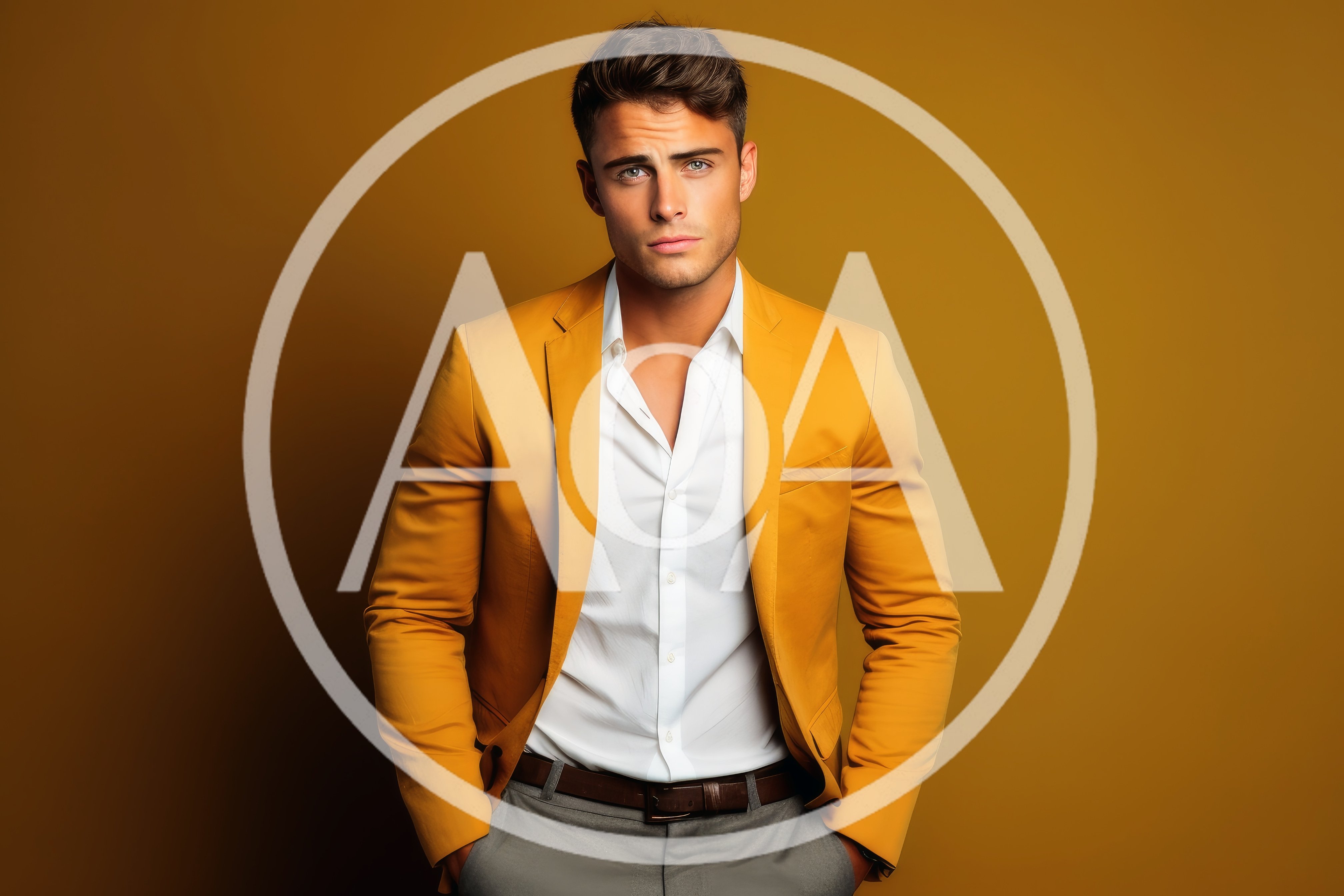 Handsome Man Wearing Yellow Blazer And White Shirt