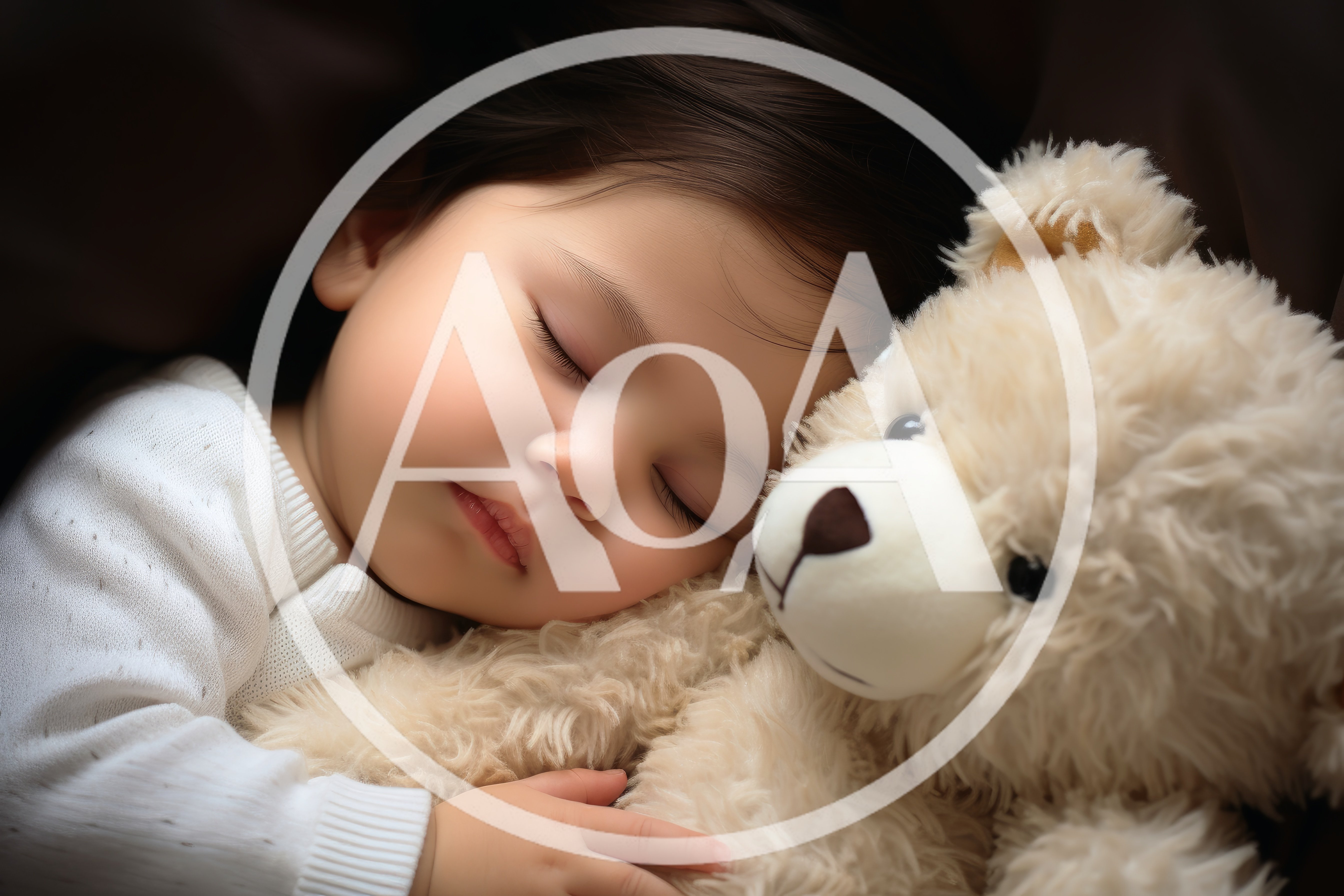 Baby Sleeping Peacefully With A Plush Teddy Bear