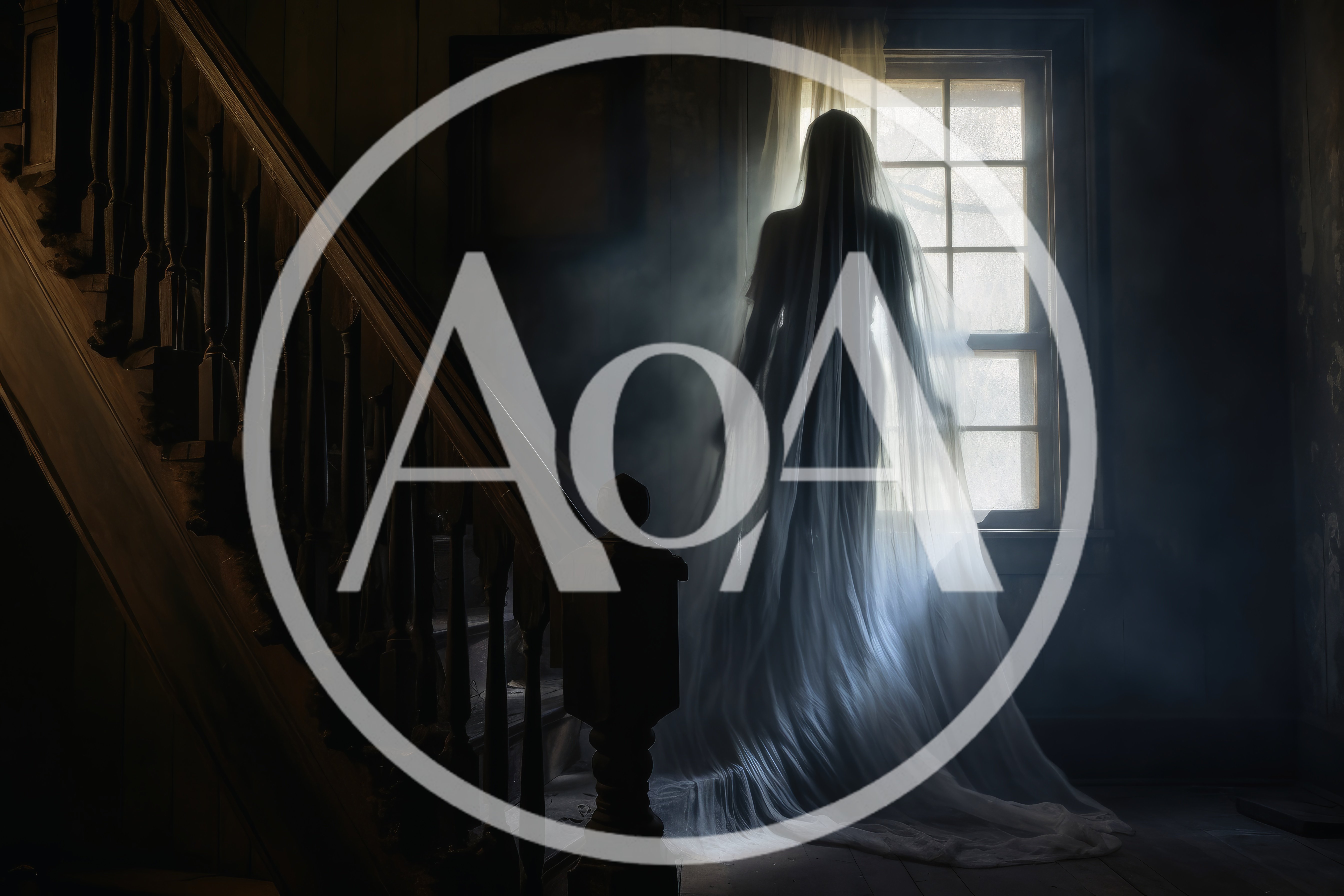Ghostly Figure In Wedding Veil Standing By Window