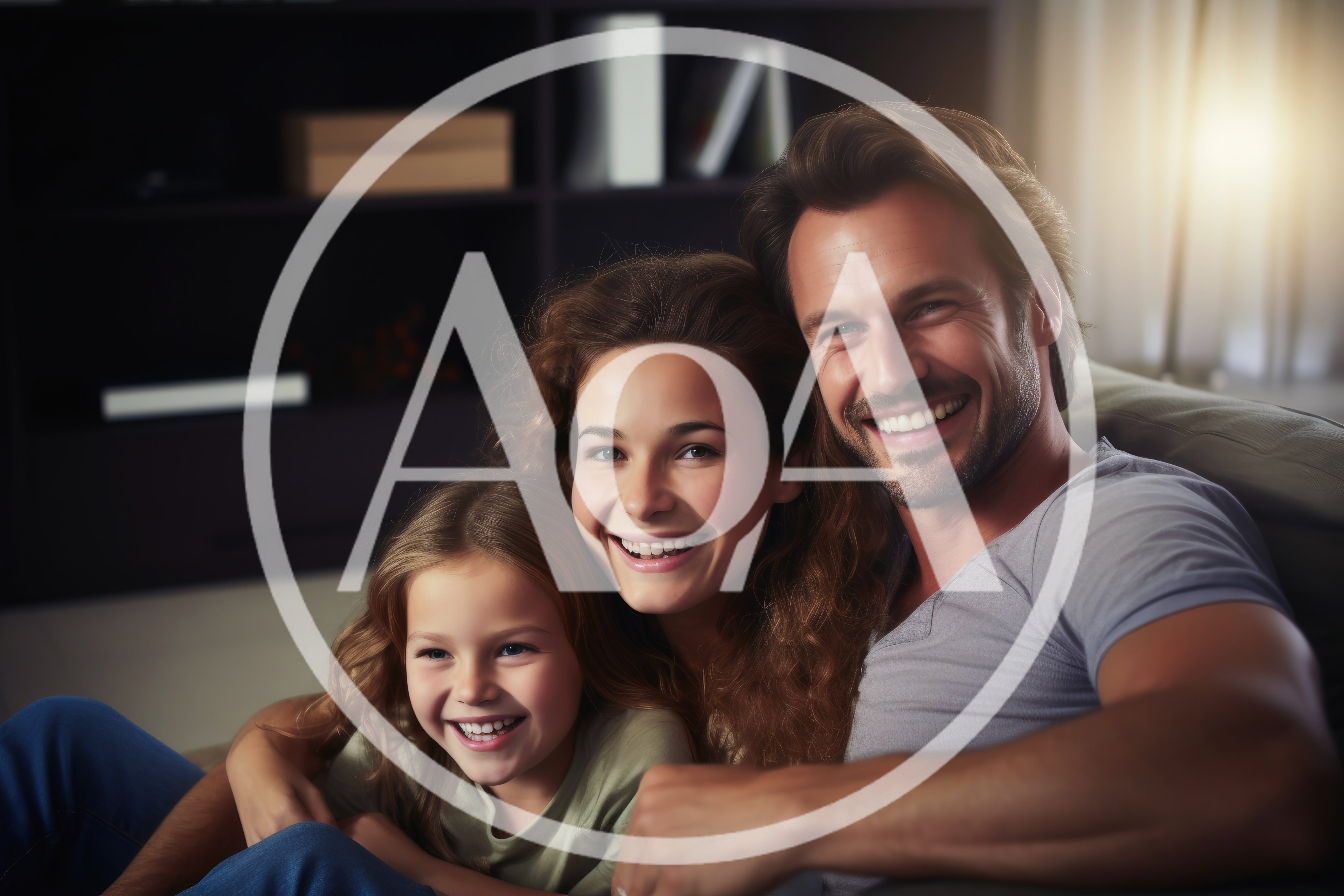 Happy Family Sitting Together On A Sofa