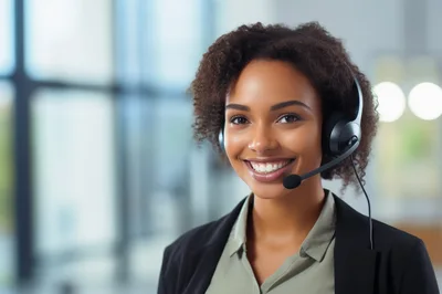 Professional Customer Service Representative Wearing Headset