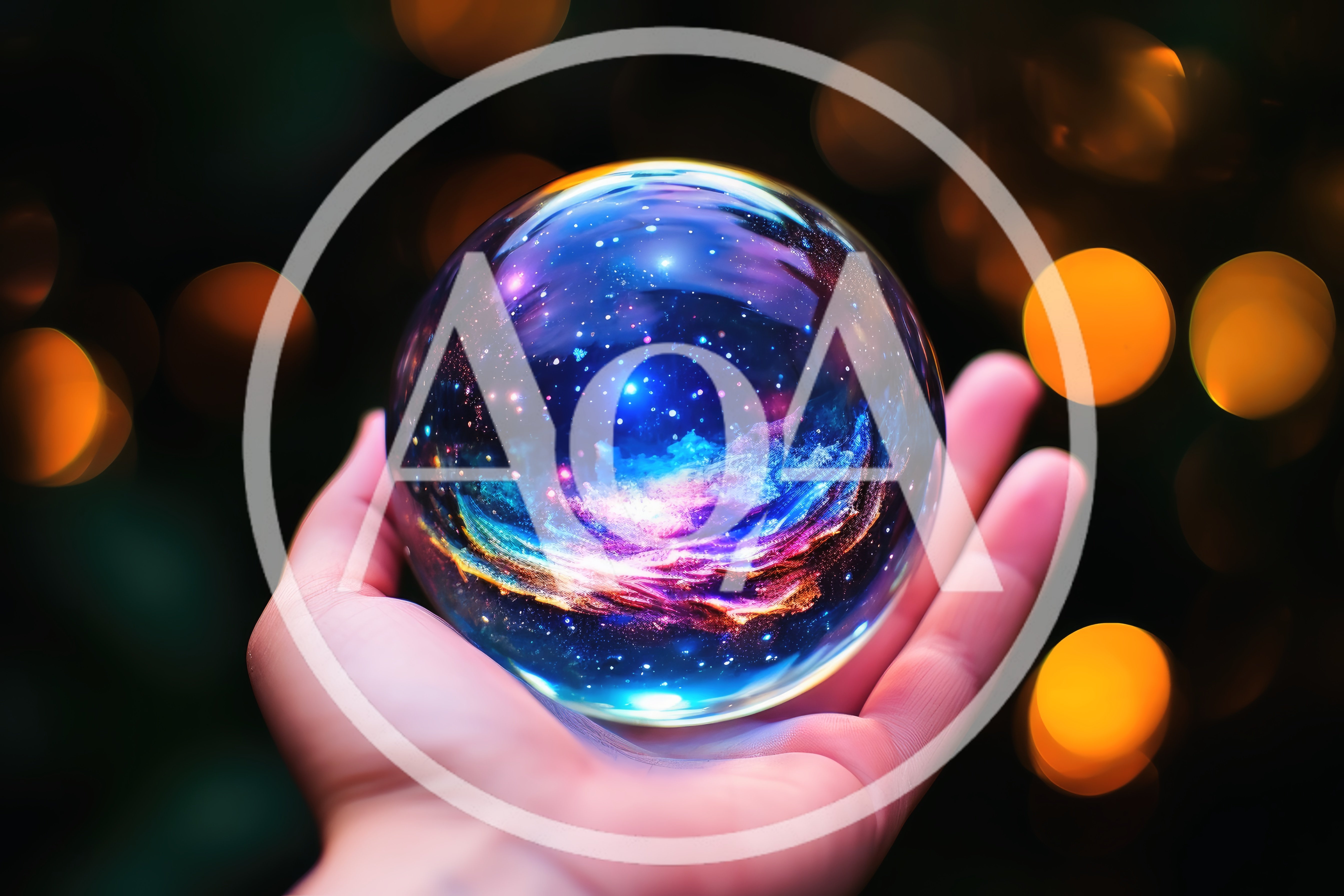 Human Hand Holding A Glowing Galaxy Crystal Ball