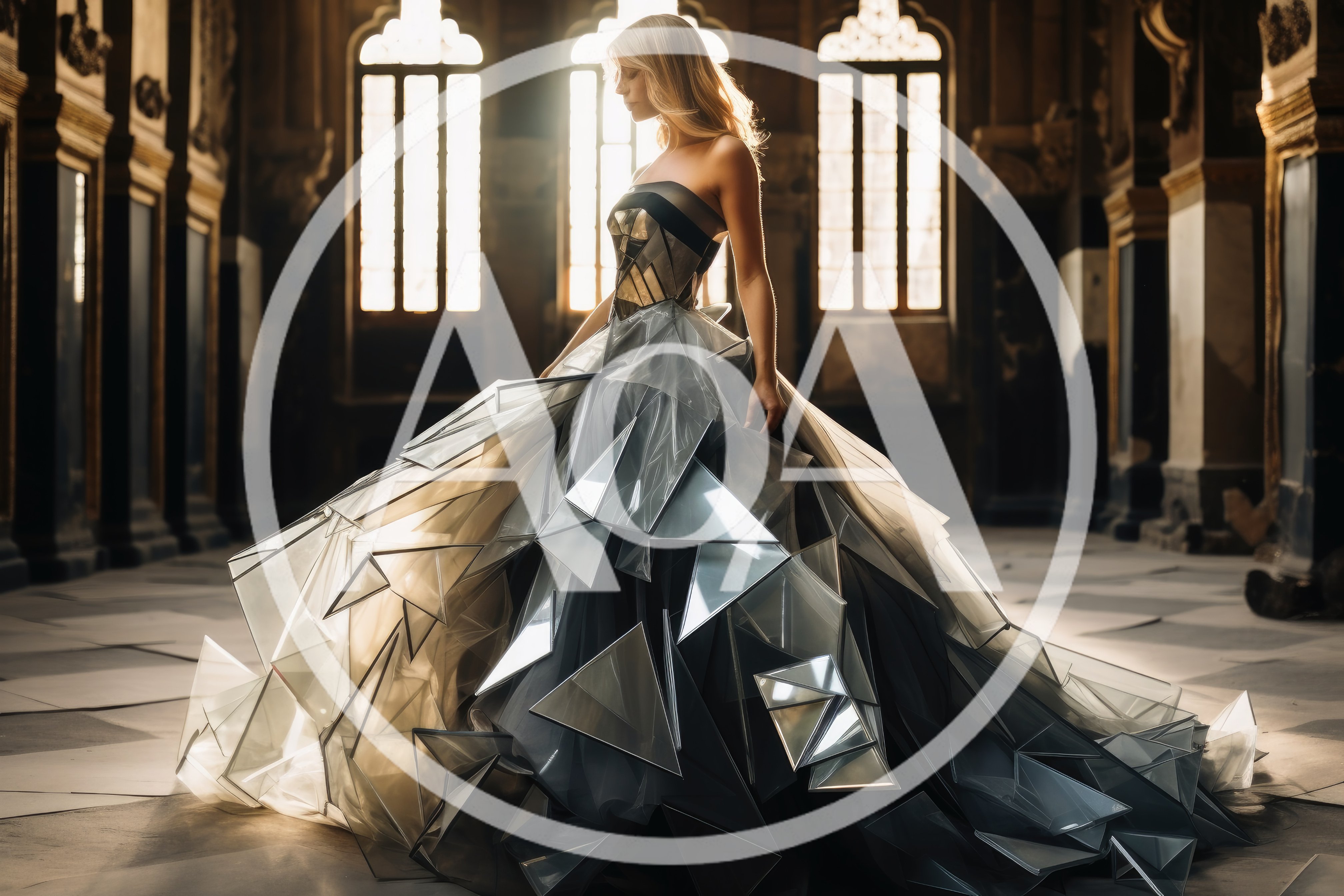 Fashion Model In Geometric Avant Garde Dress
