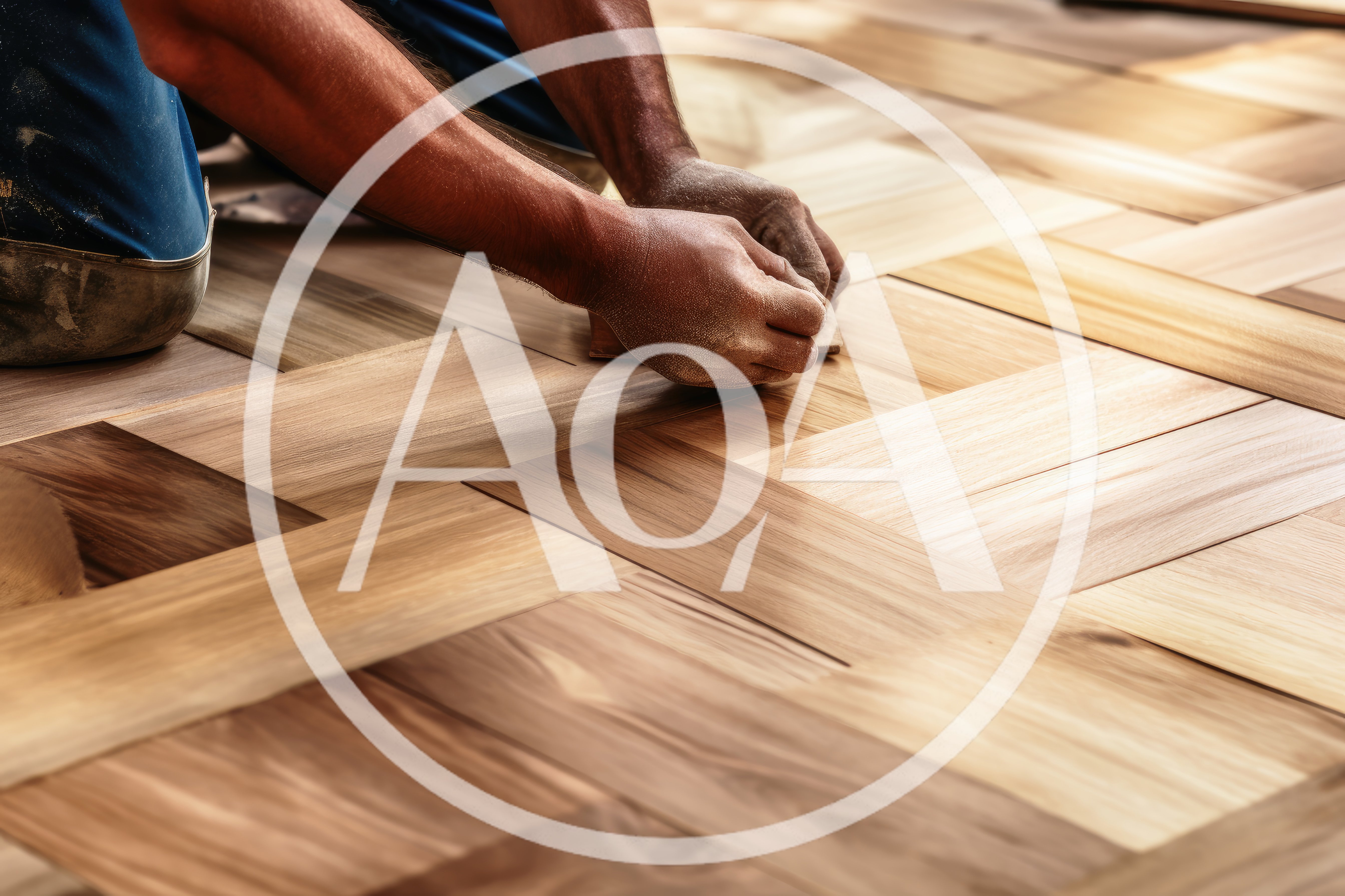 Craftsman Installing Herringbone Pattern Hardwood Flooring