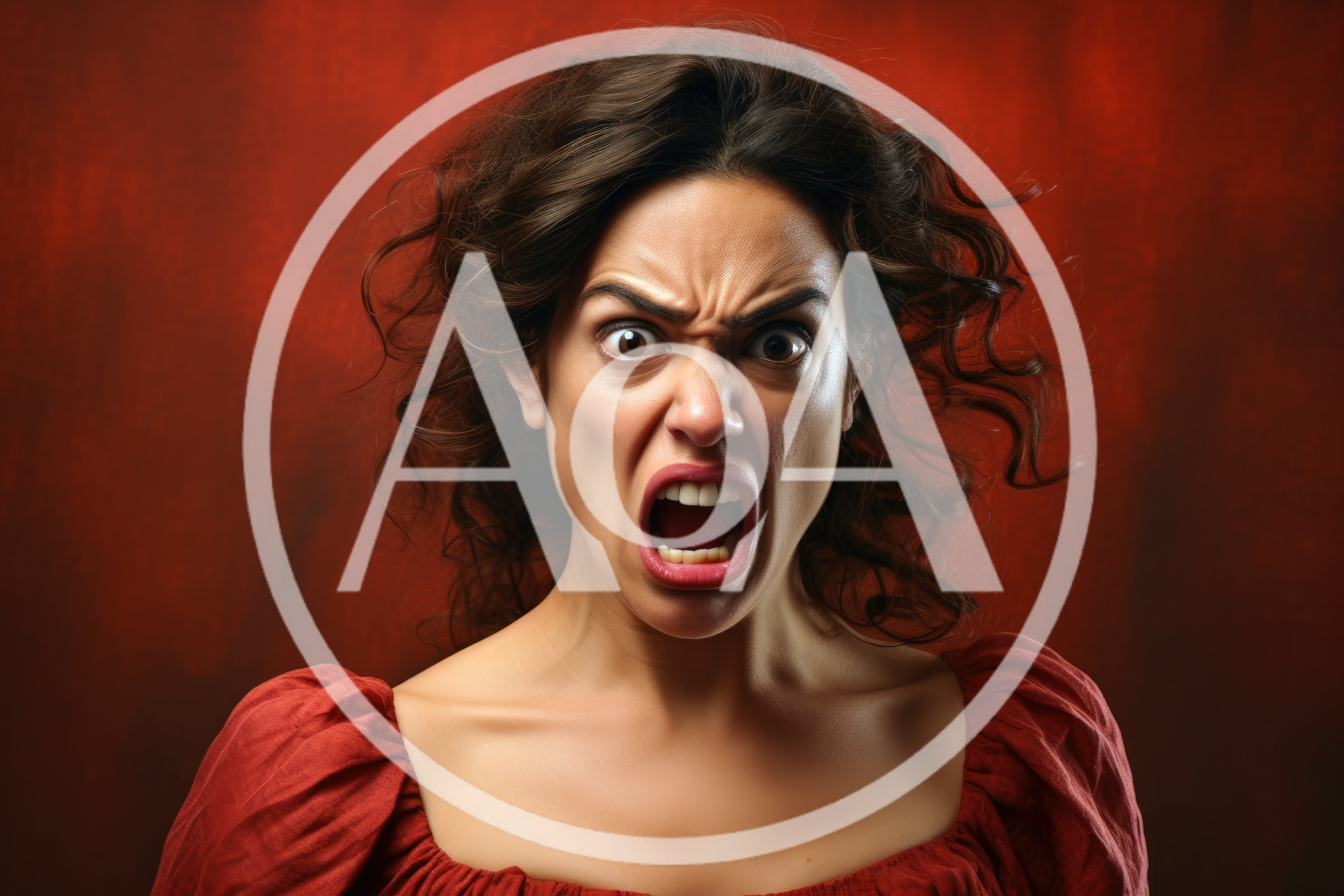 Angry Woman Screaming With Intense Facial Expression