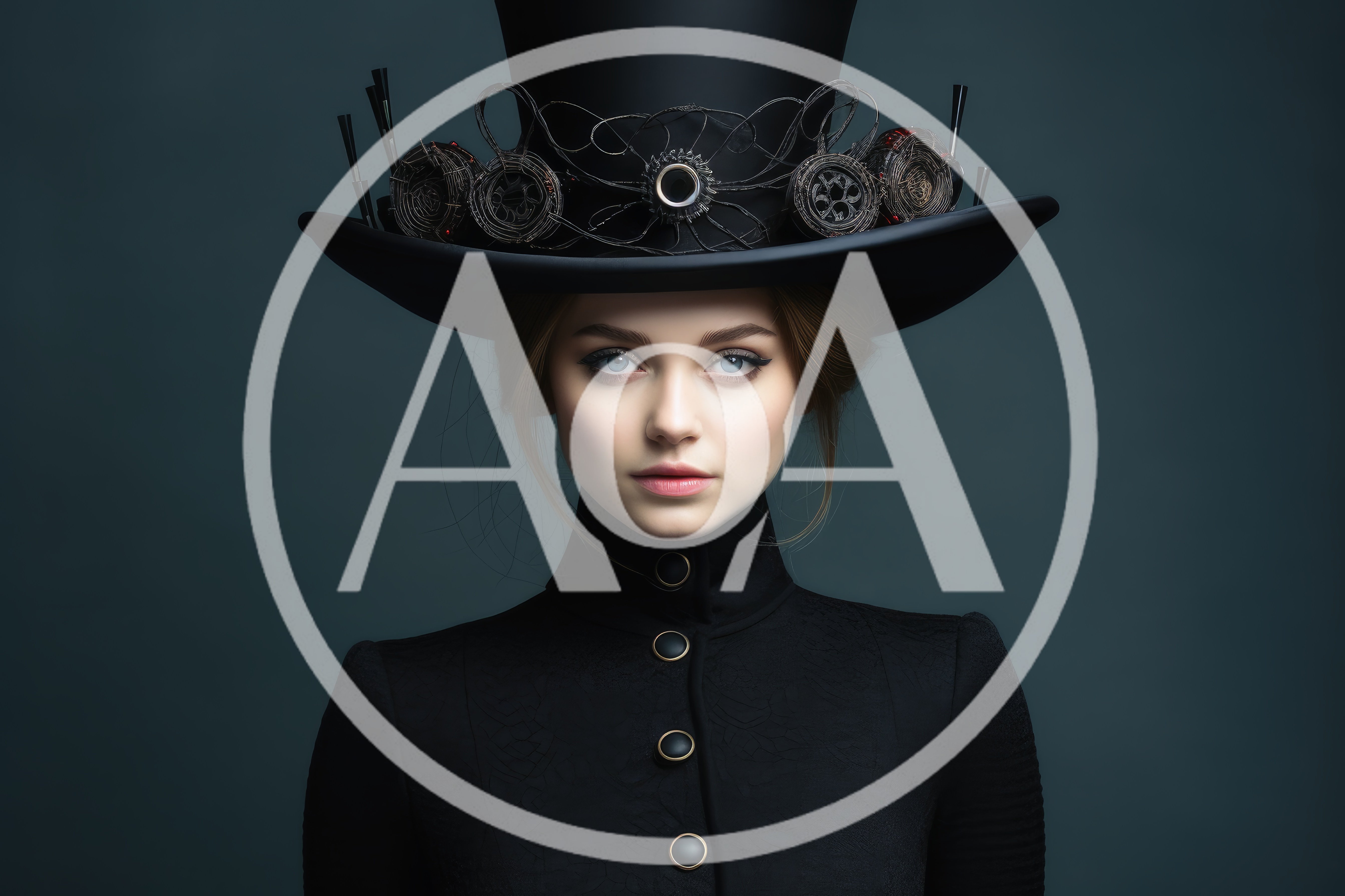 Portrait Of A Young Woman In Steampunk Top Hat