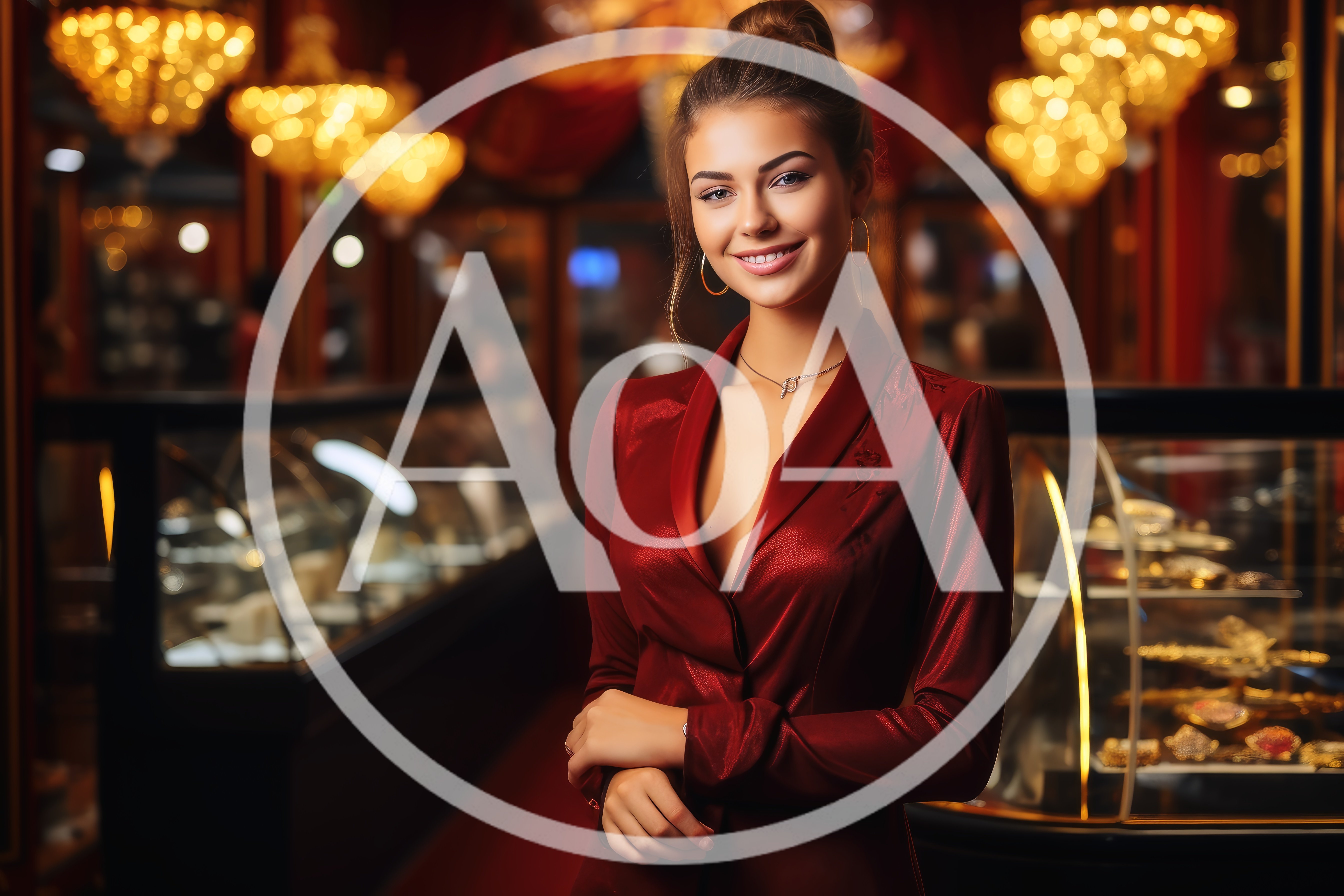 Elegant Woman Smiling In A Luxury Jewelry Store