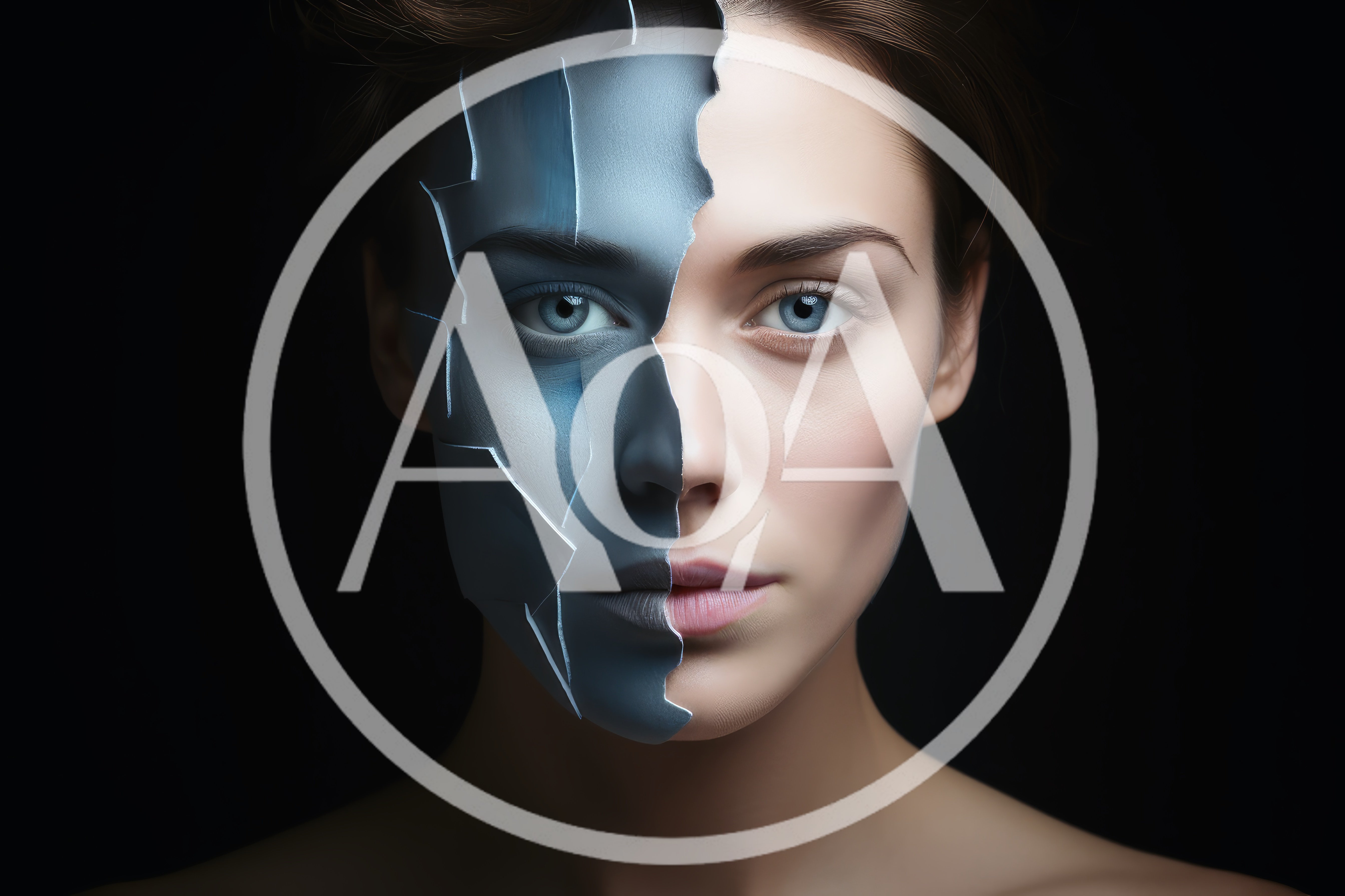 Portrait Of A Woman With Half Robotic Face