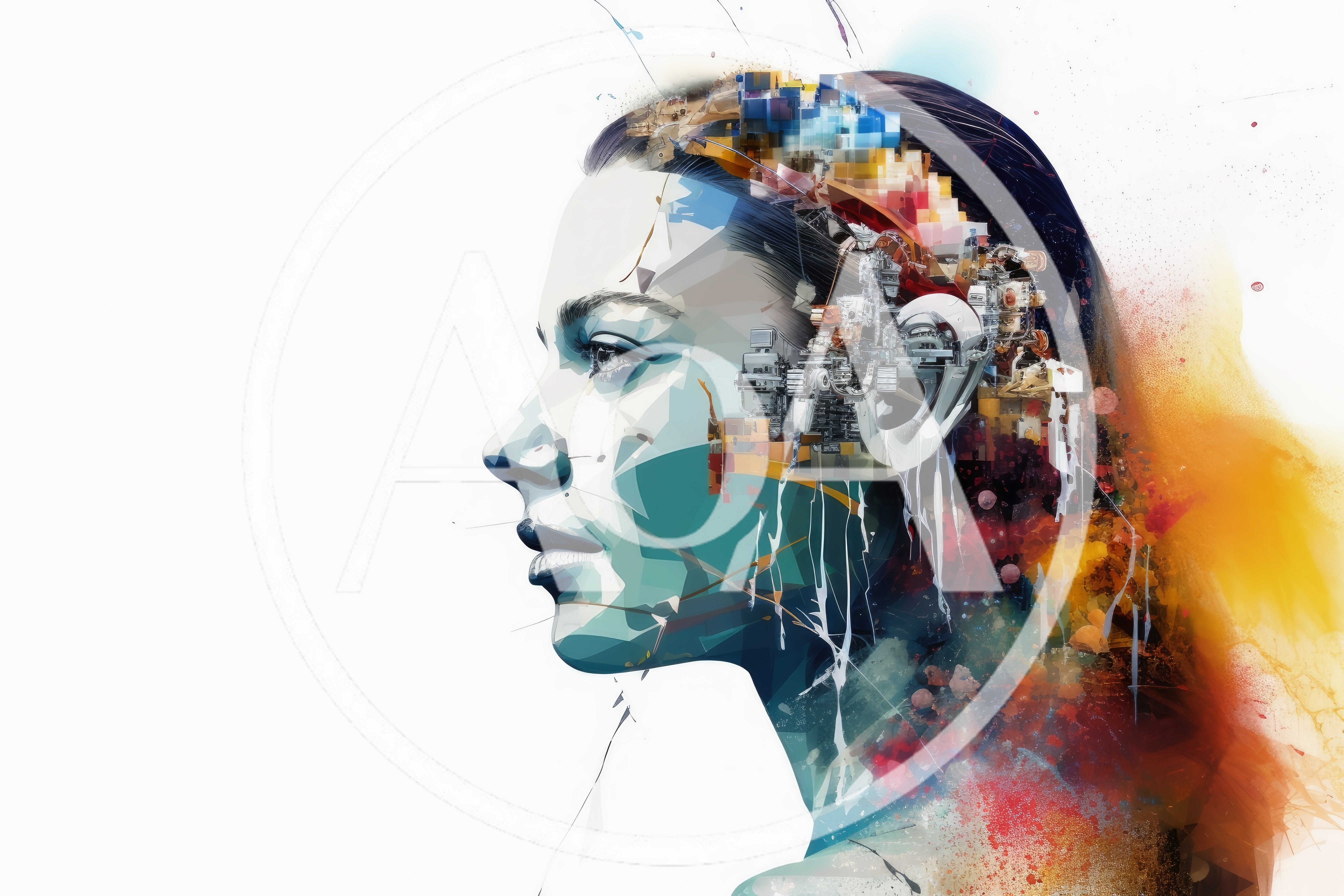 Abstract Digital Portrait Of A Cyborg Woman