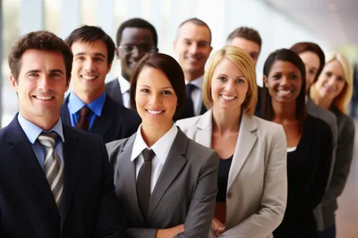 Diverse Professional Business Team Standing In A Row