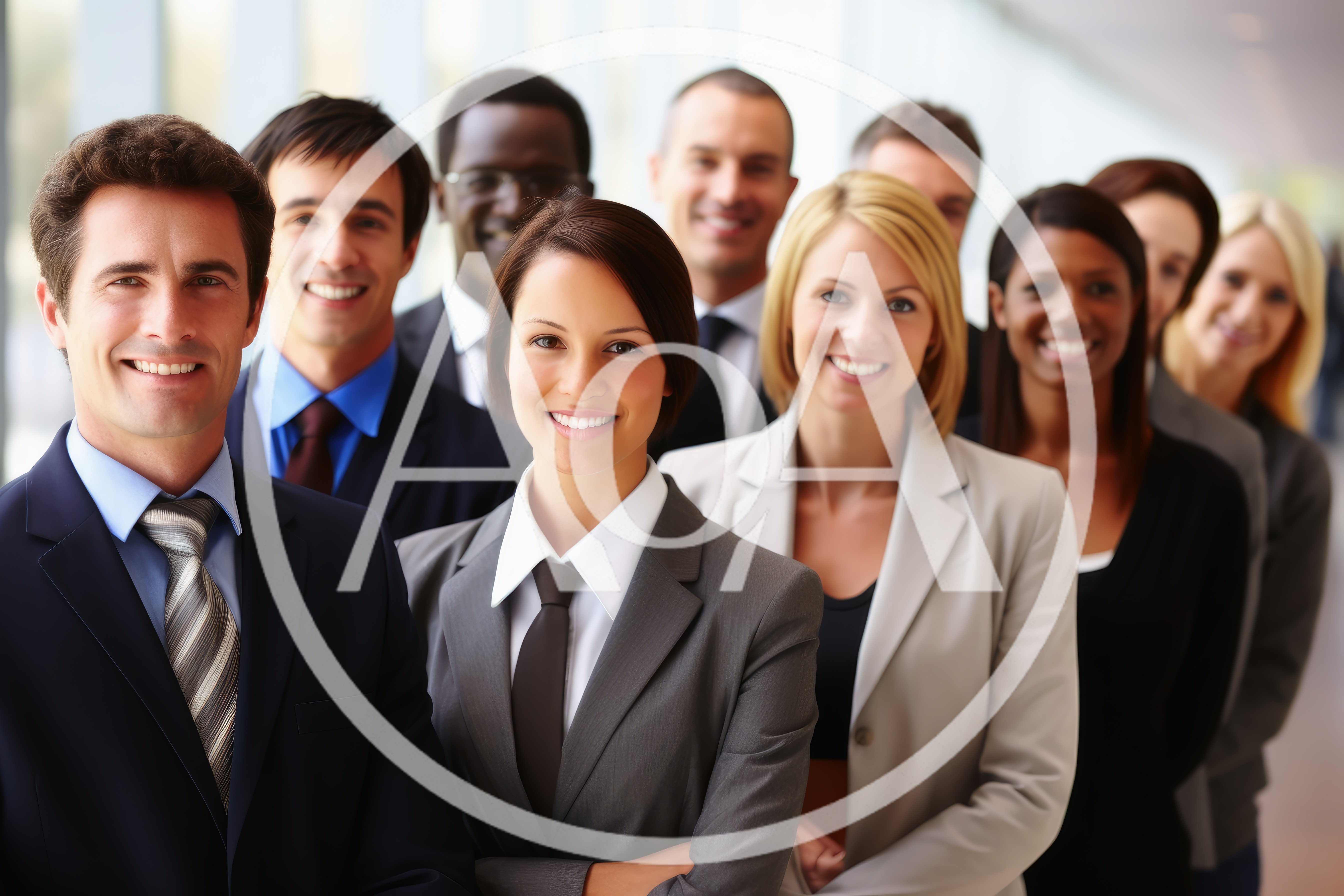 Diverse Professional Business Team Standing In A Row