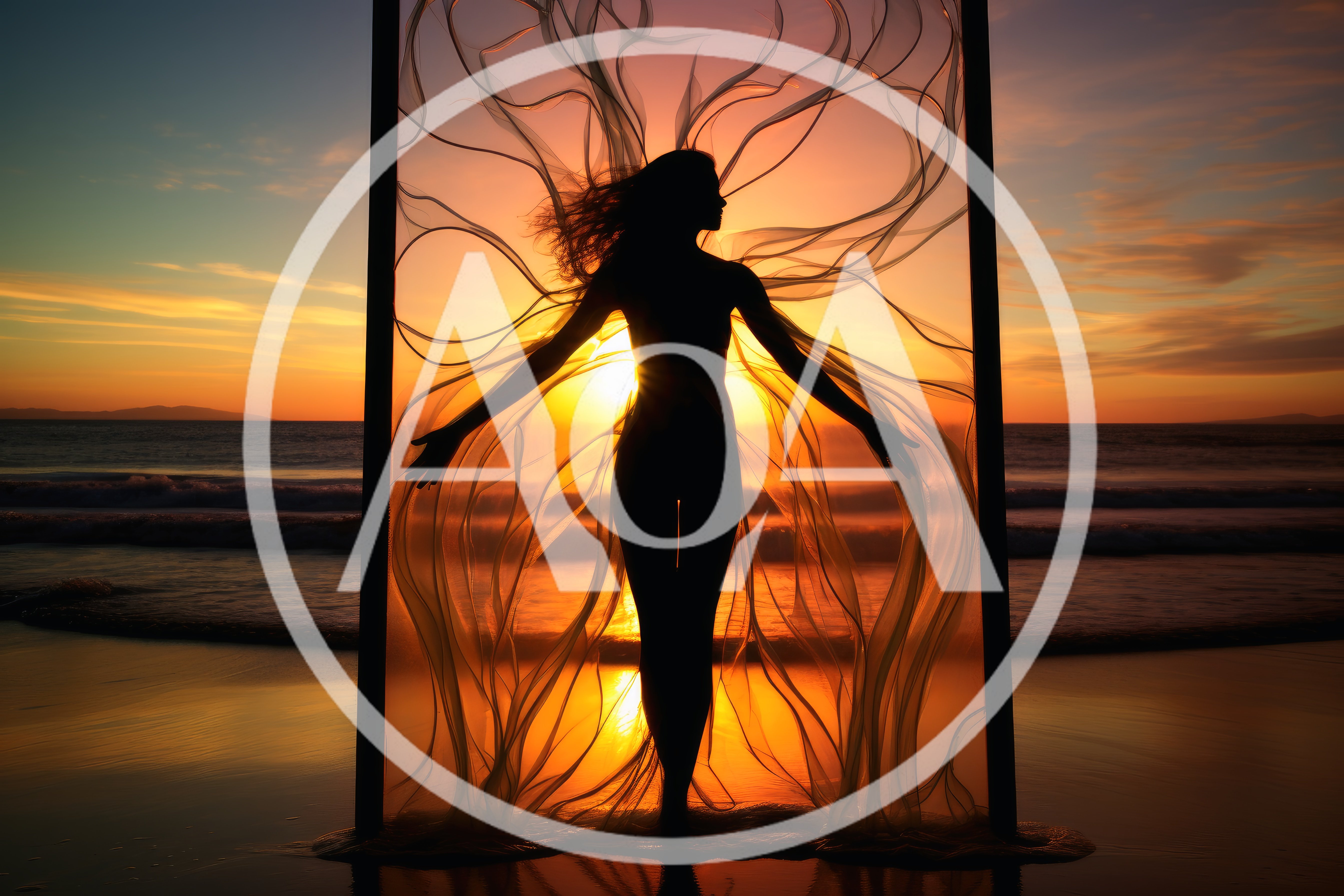 Silhouette Of A Woman Standing Within A Glowing Frame