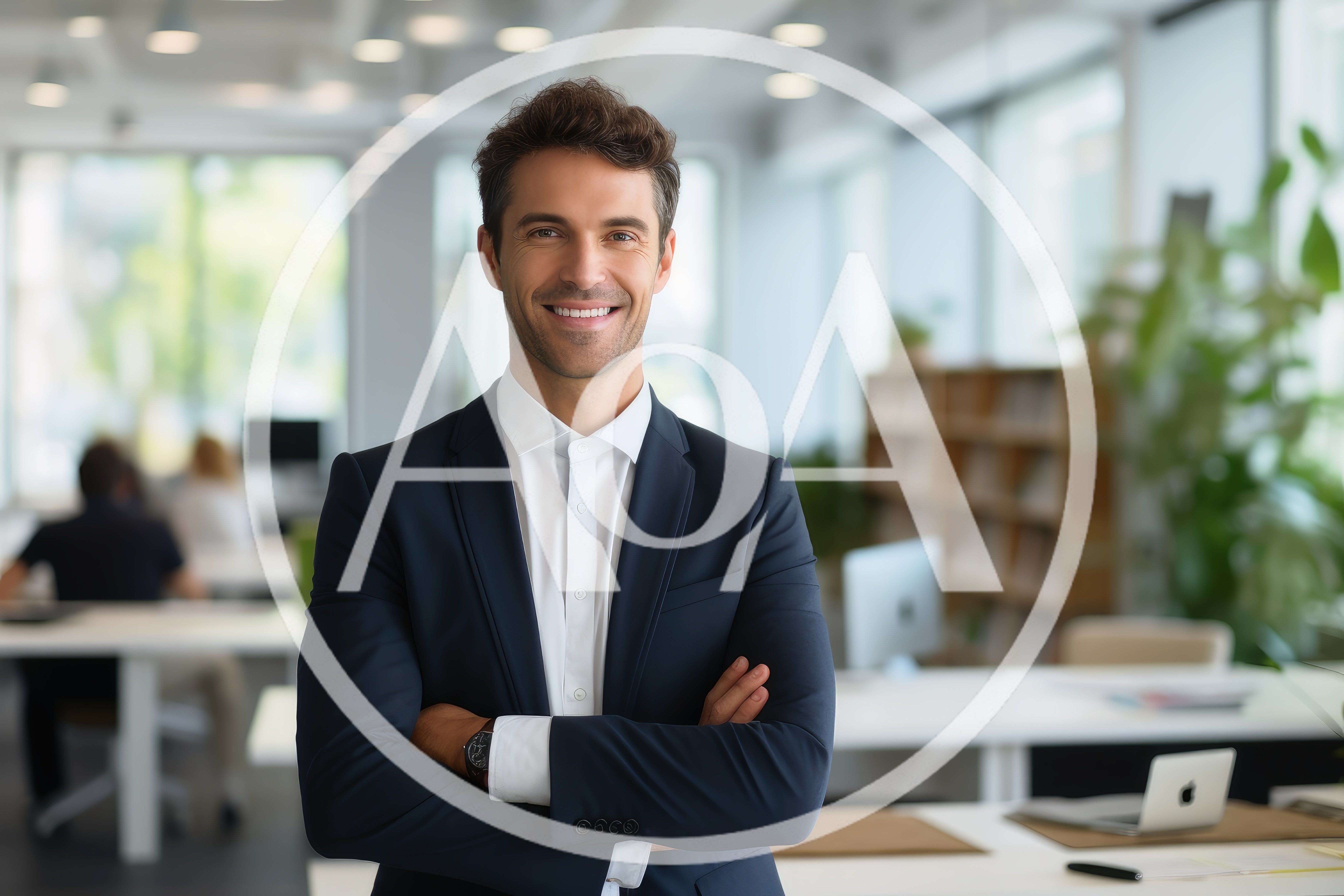 Professional Businessman Smiling With Arms Crossed In Office