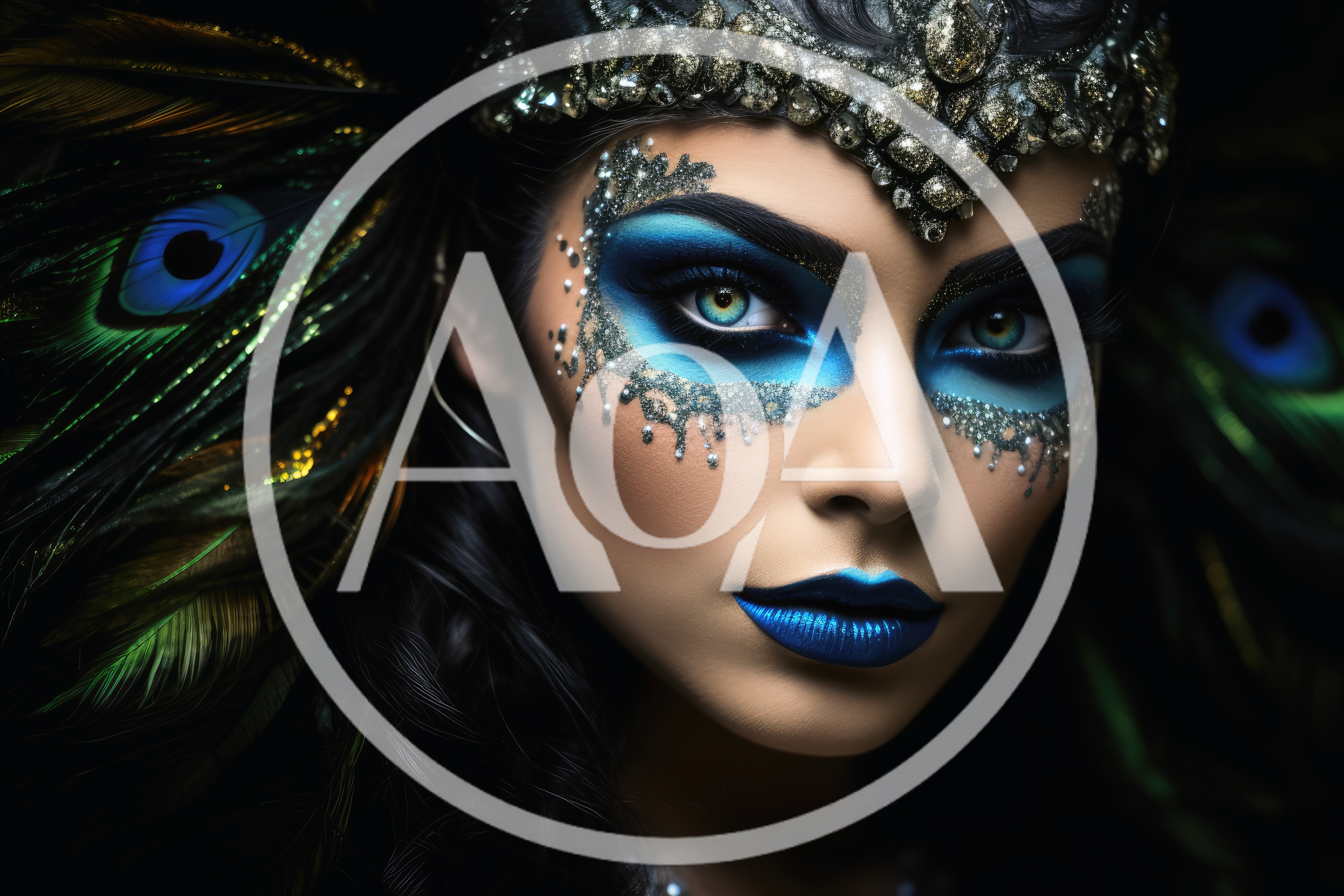 Portrait Of A Woman With Peacock Inspired Makeup