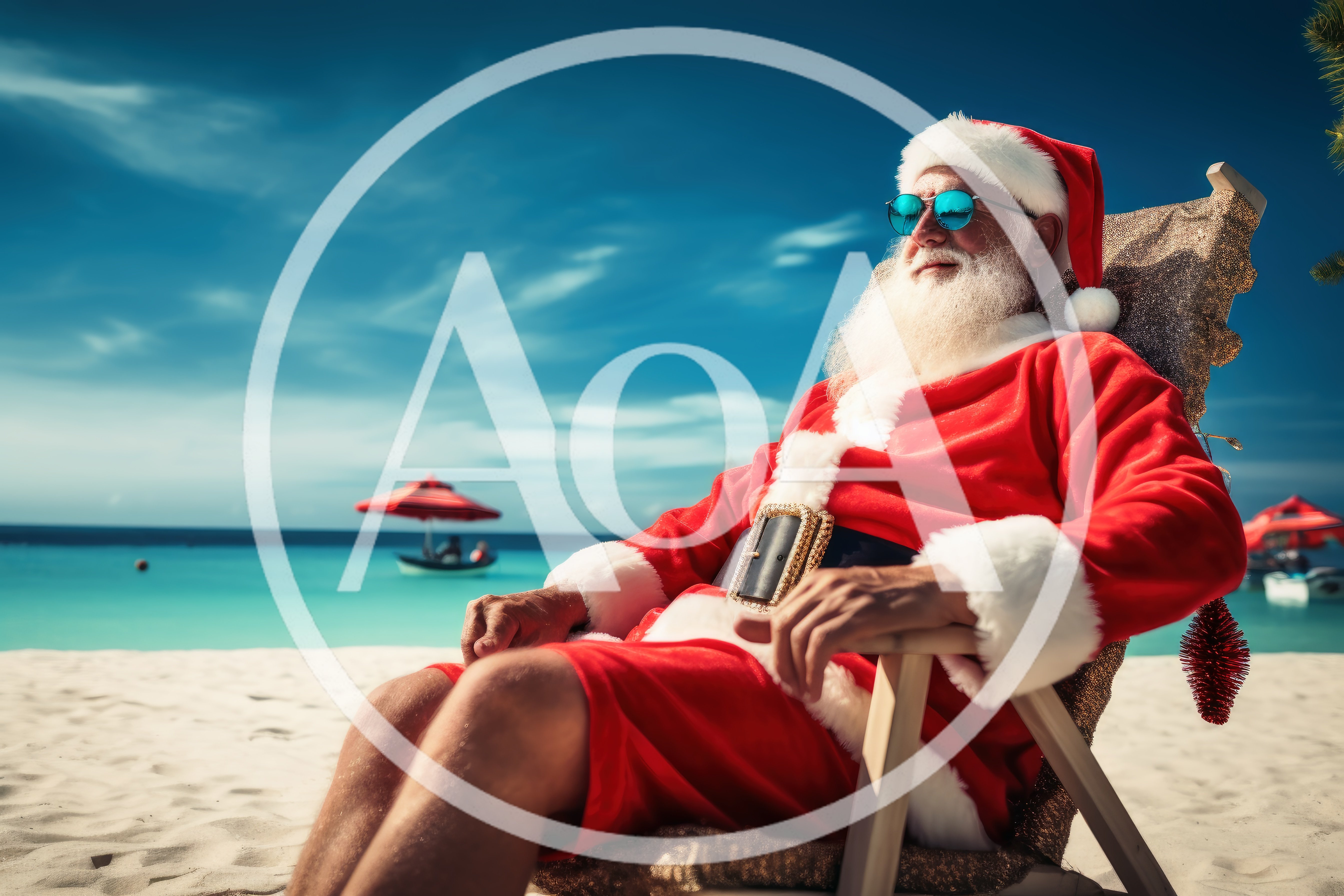 Santa Claus Relaxing on a Tropical Beach