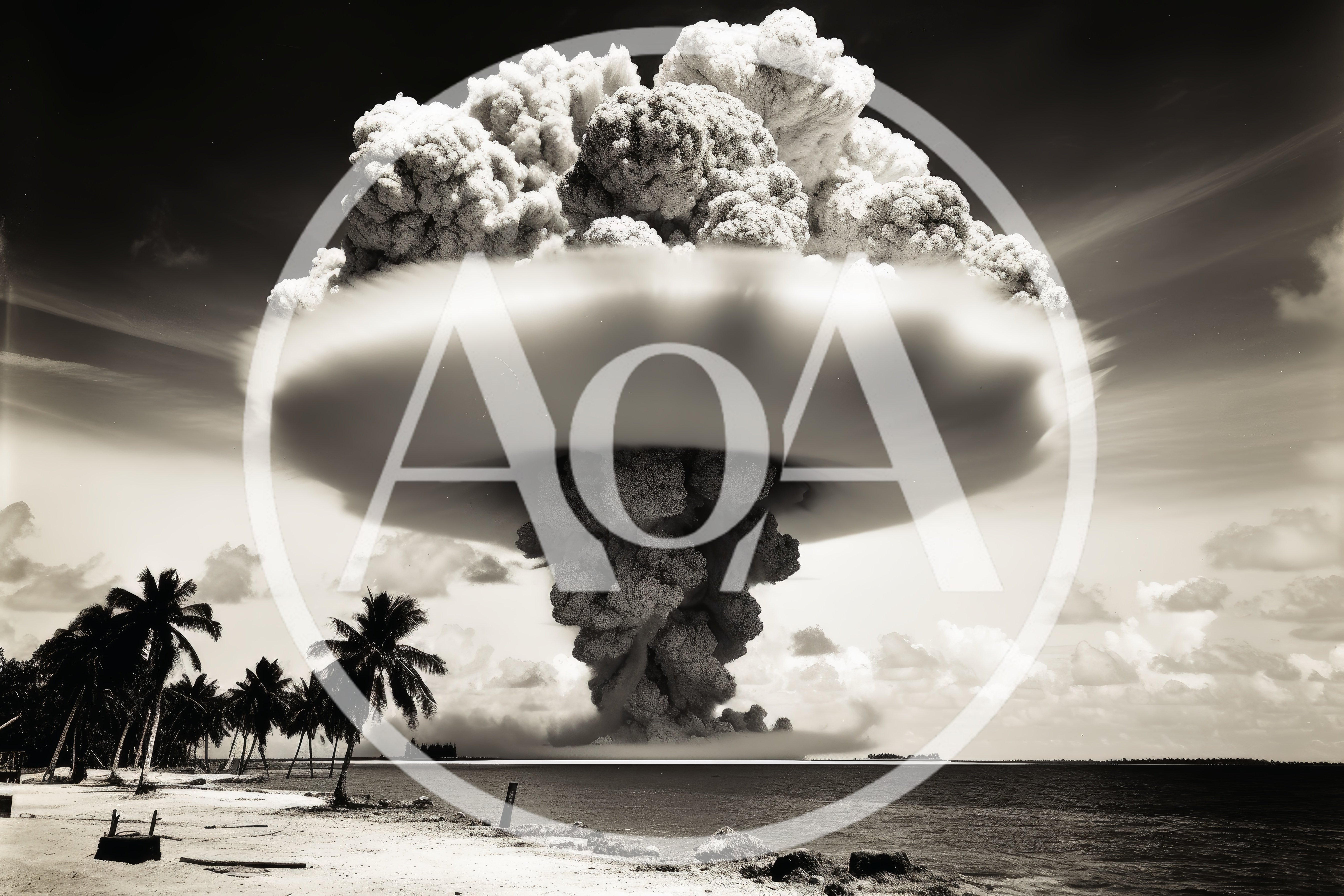 Massive Nuclear Explosion Over Tropical Island Beach