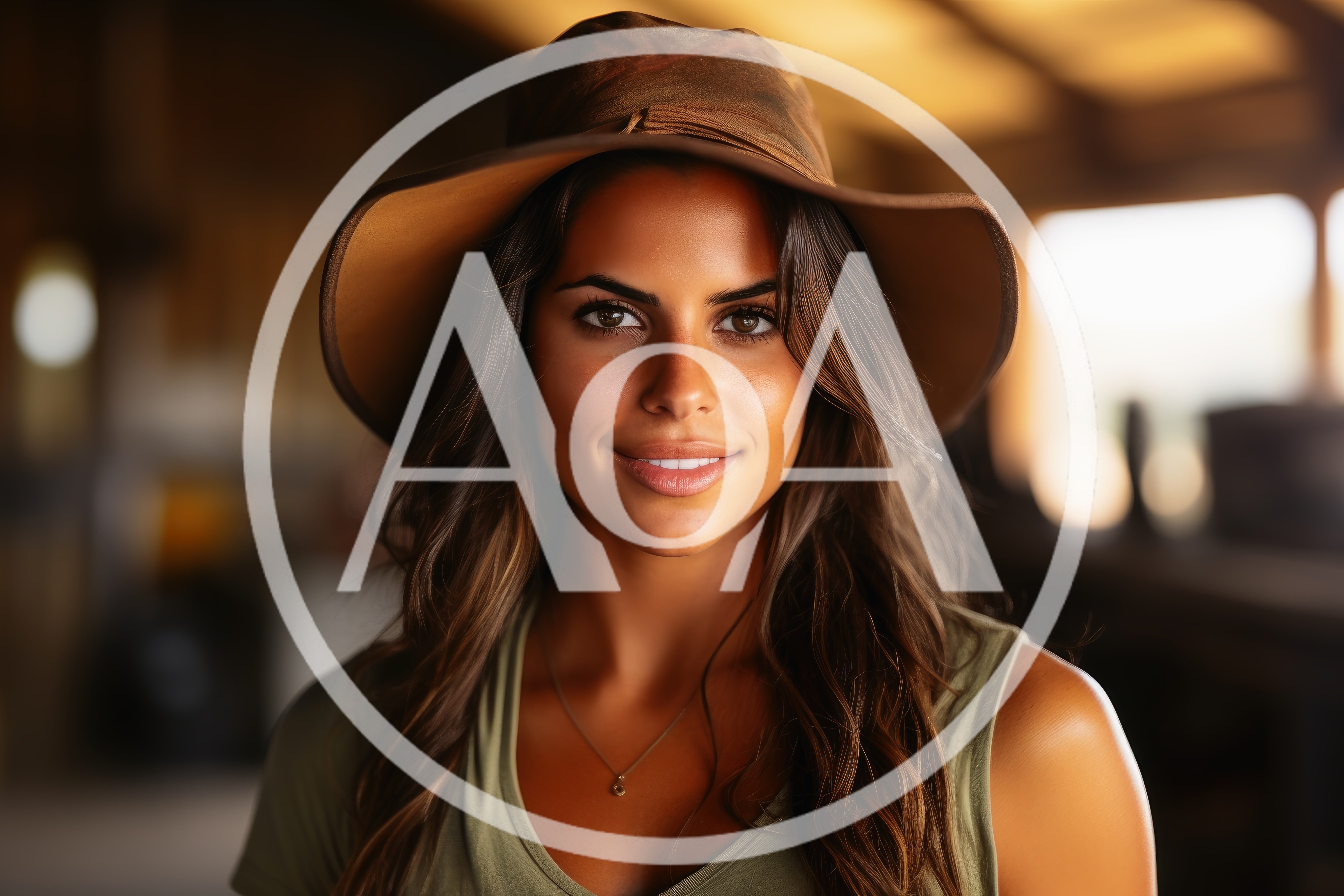 Portrait Of A Beautiful Woman Wearing A Cowboy Hat