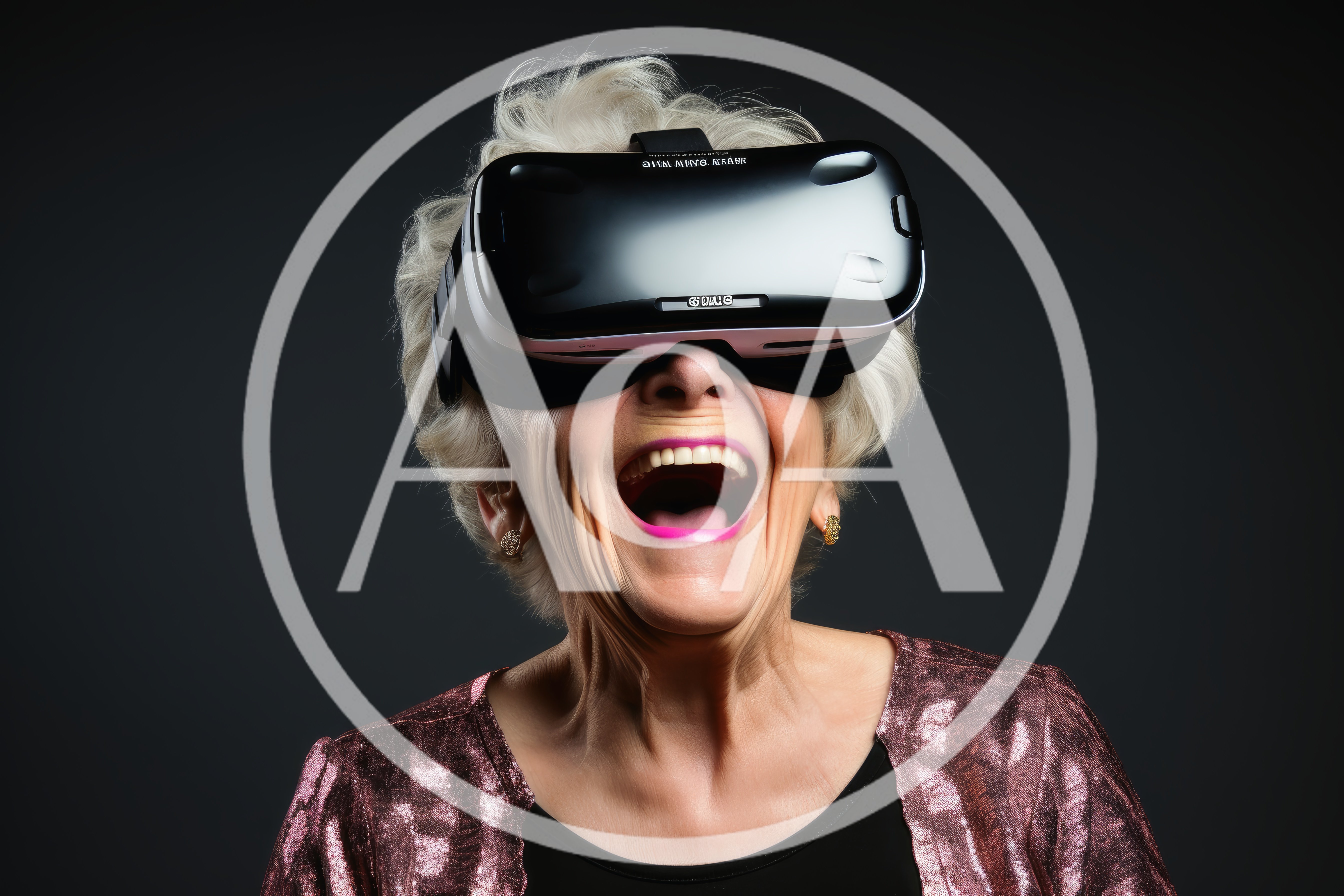 Senior Woman Experiencing Virtual Reality Headset