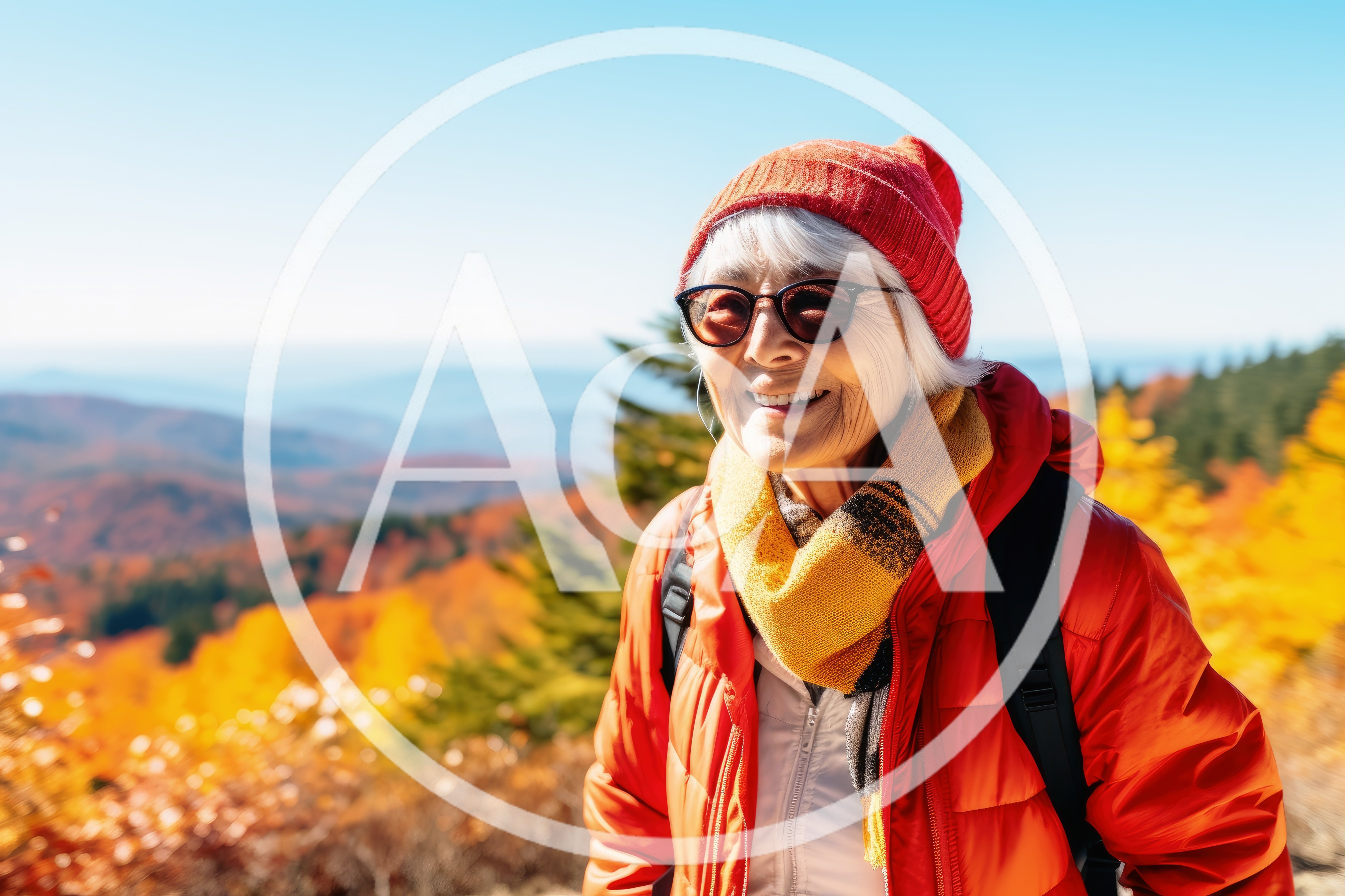 Senior Woman Hiking In Autumn Mountains
