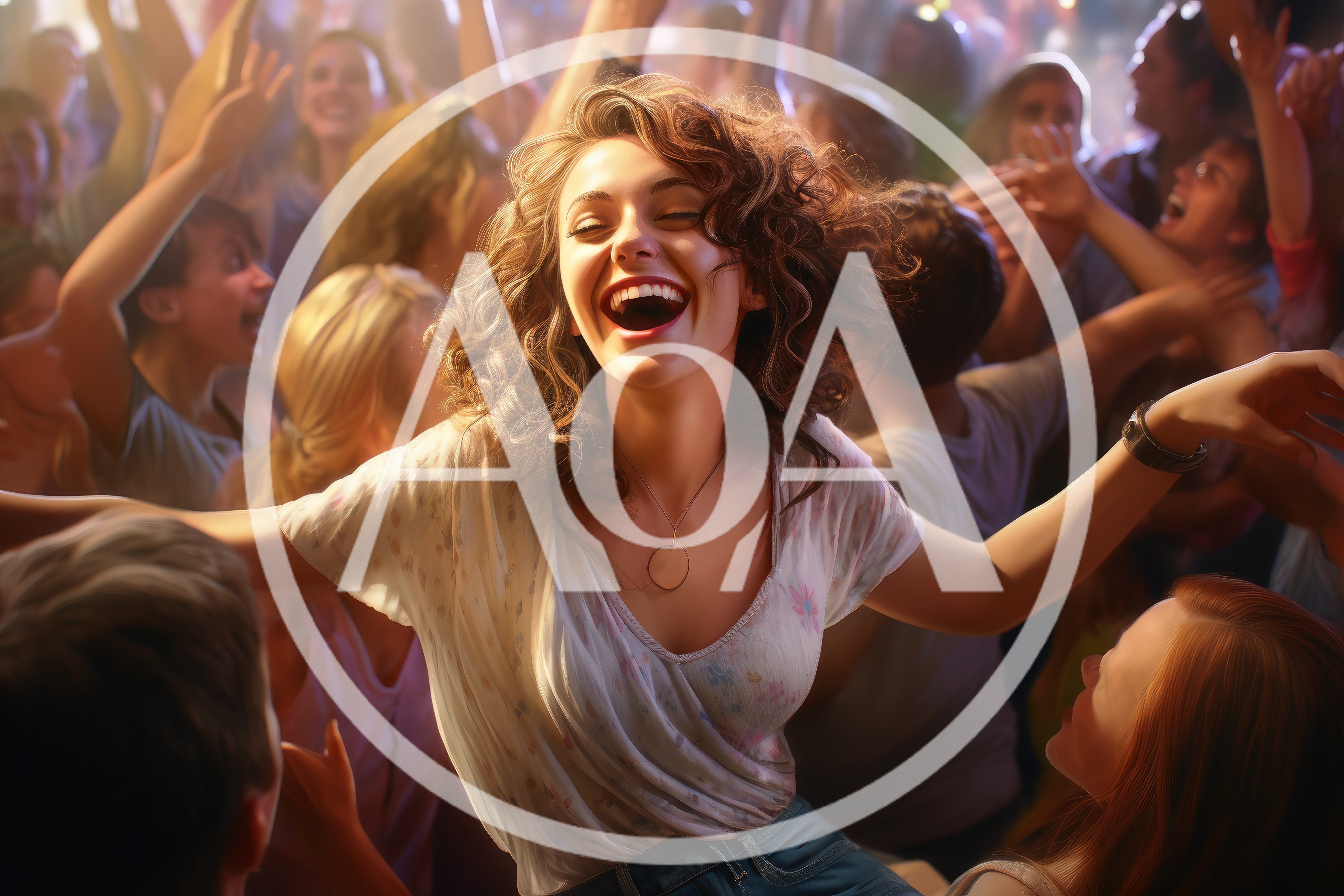 Joyful Young Woman Dancing At A Music Festival