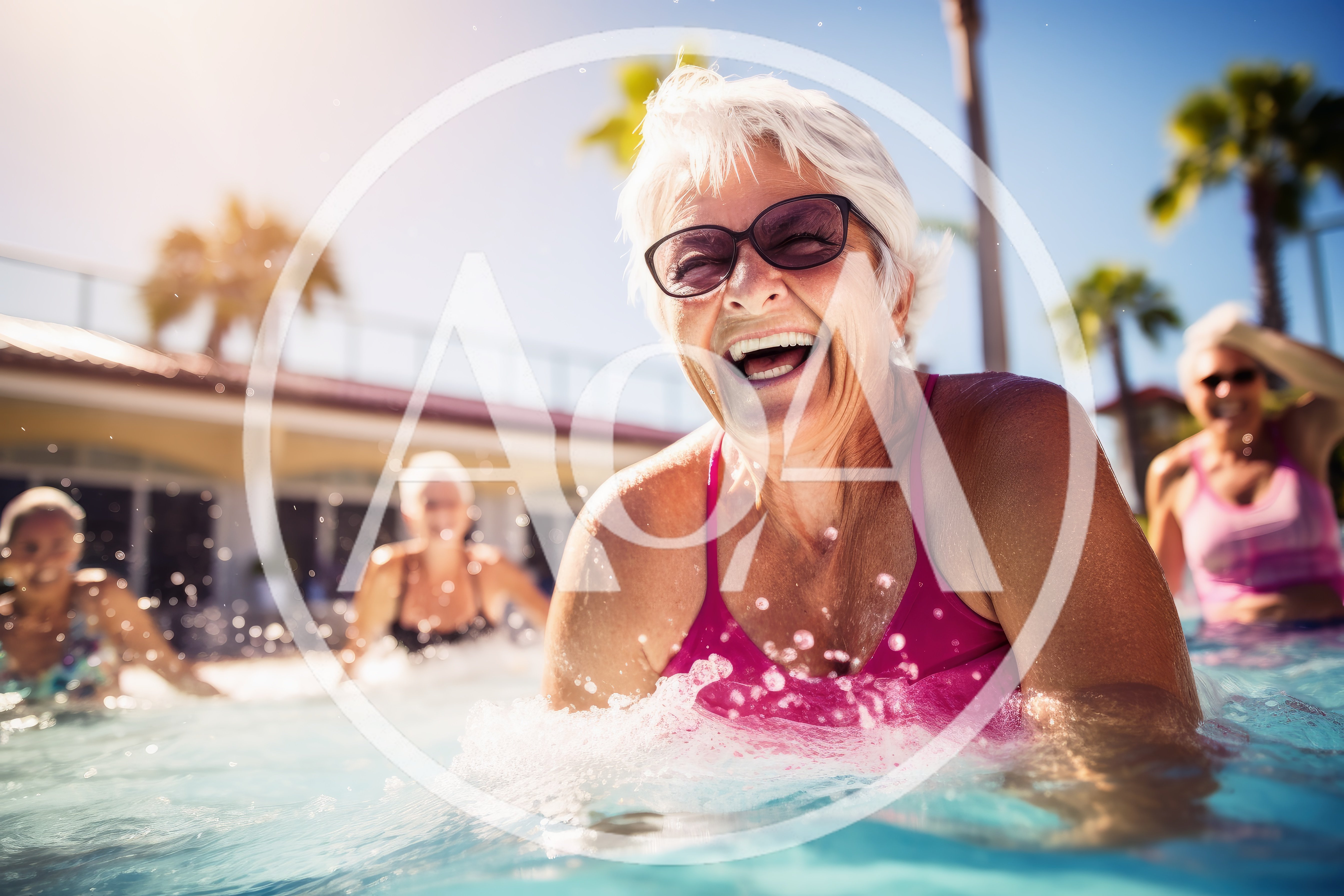 Senior Women Enjoying Water Aerobics Class
