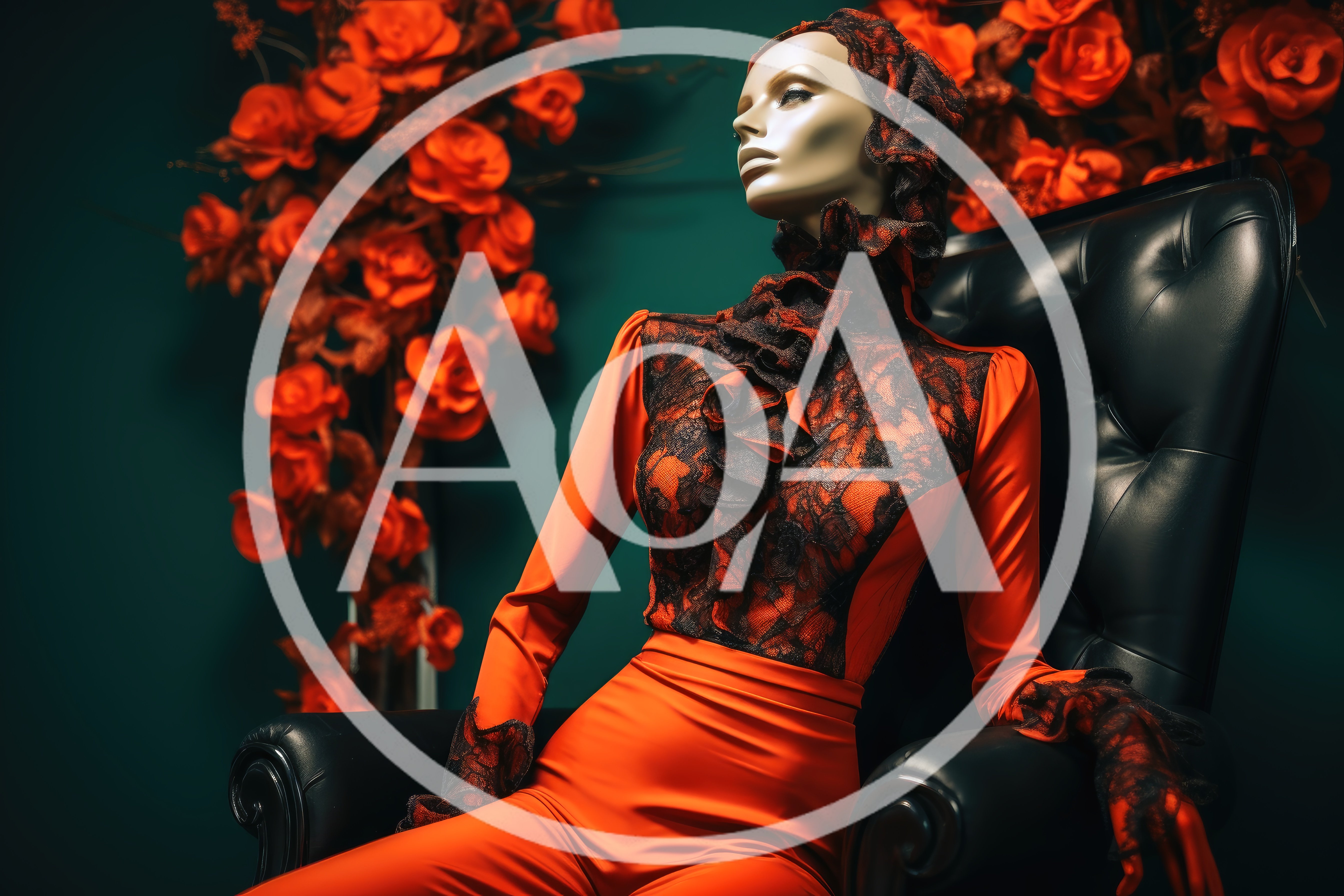 Mannequin Wearing Red Lace Outfit In Dark Room