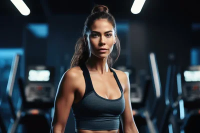 Fit Woman Standing In A Modern Gym
