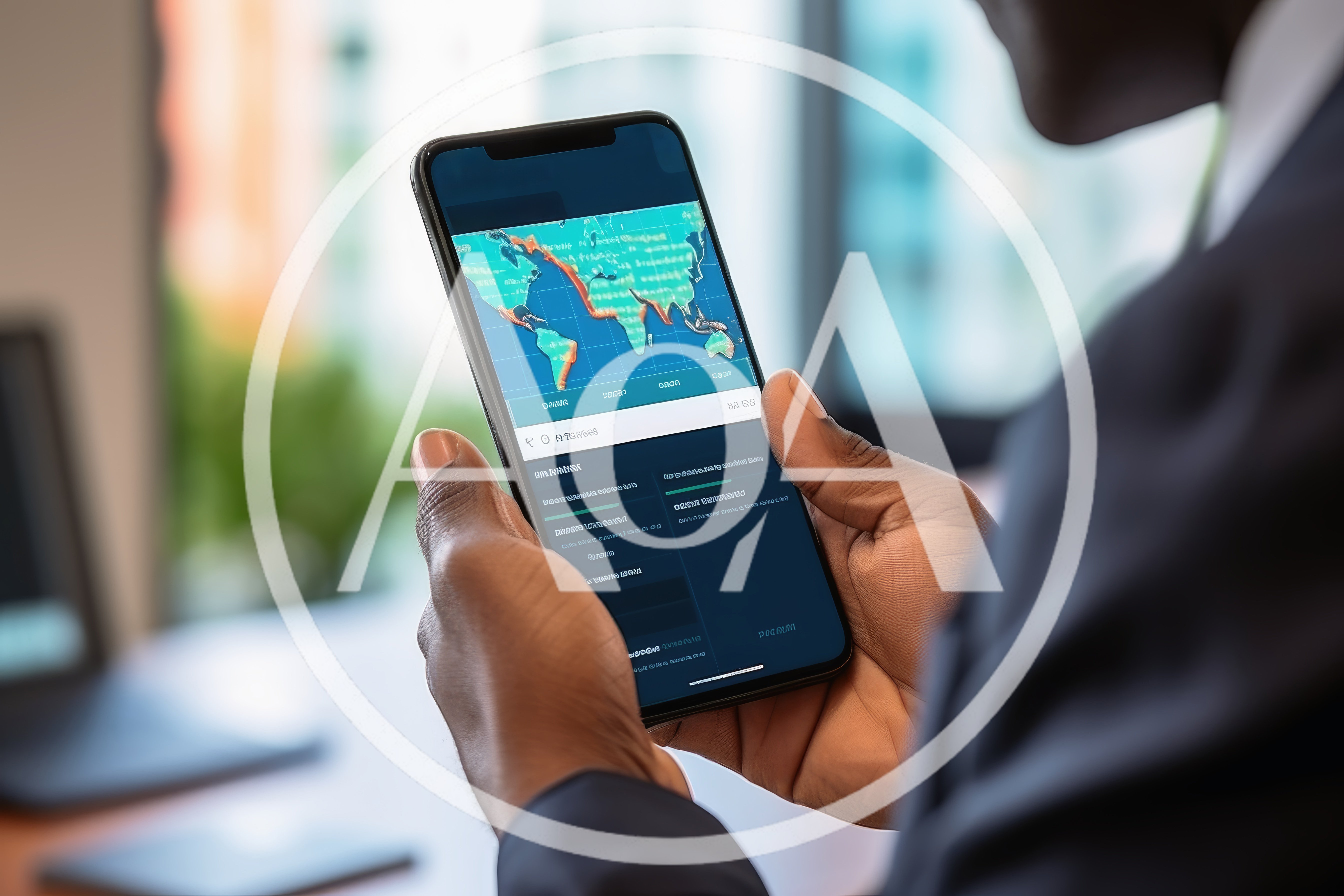 Business Professional Holding Smartphone With Data Visualization App