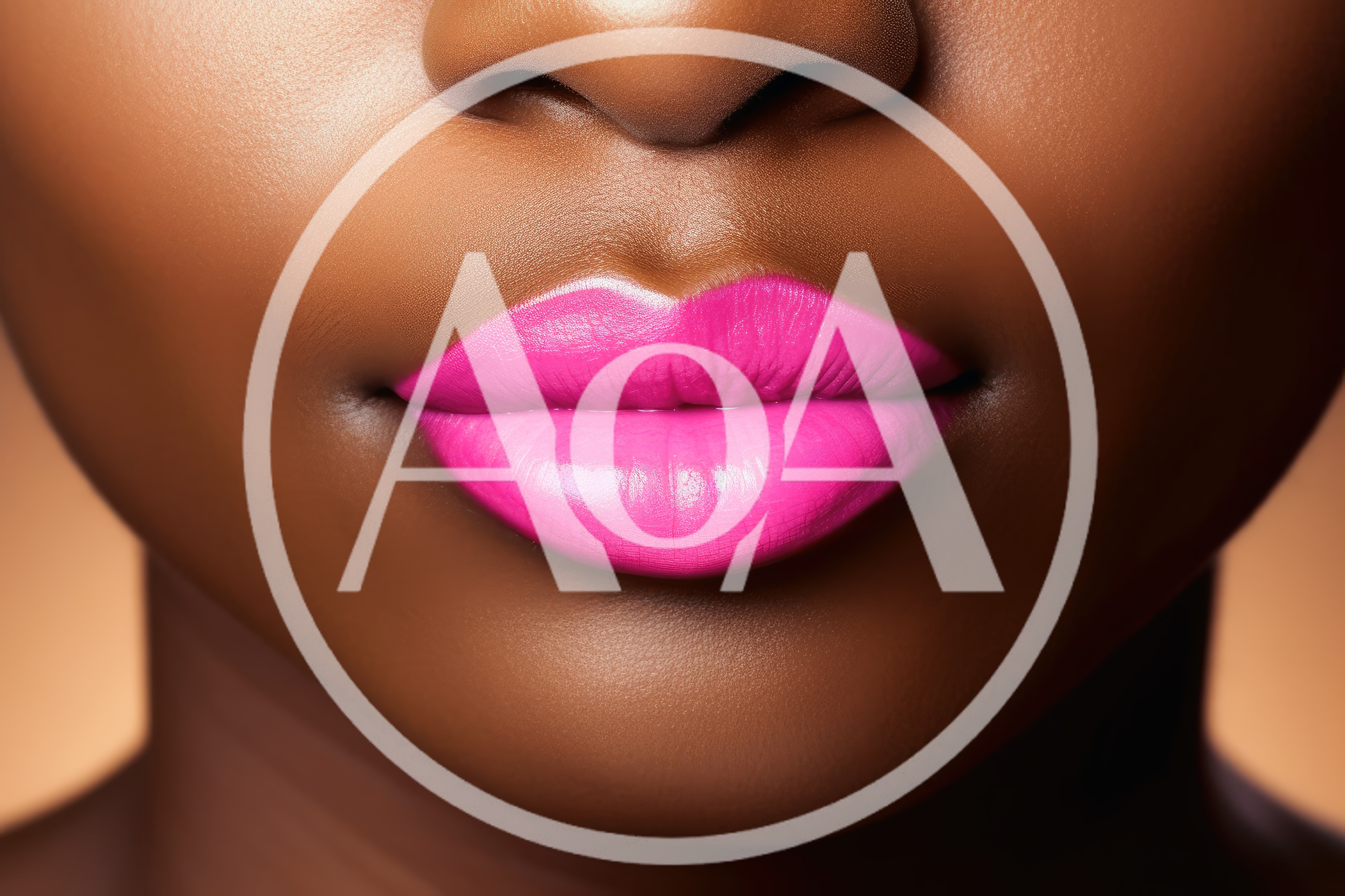 Close Up Of Woman With Bright Pink Lipstick