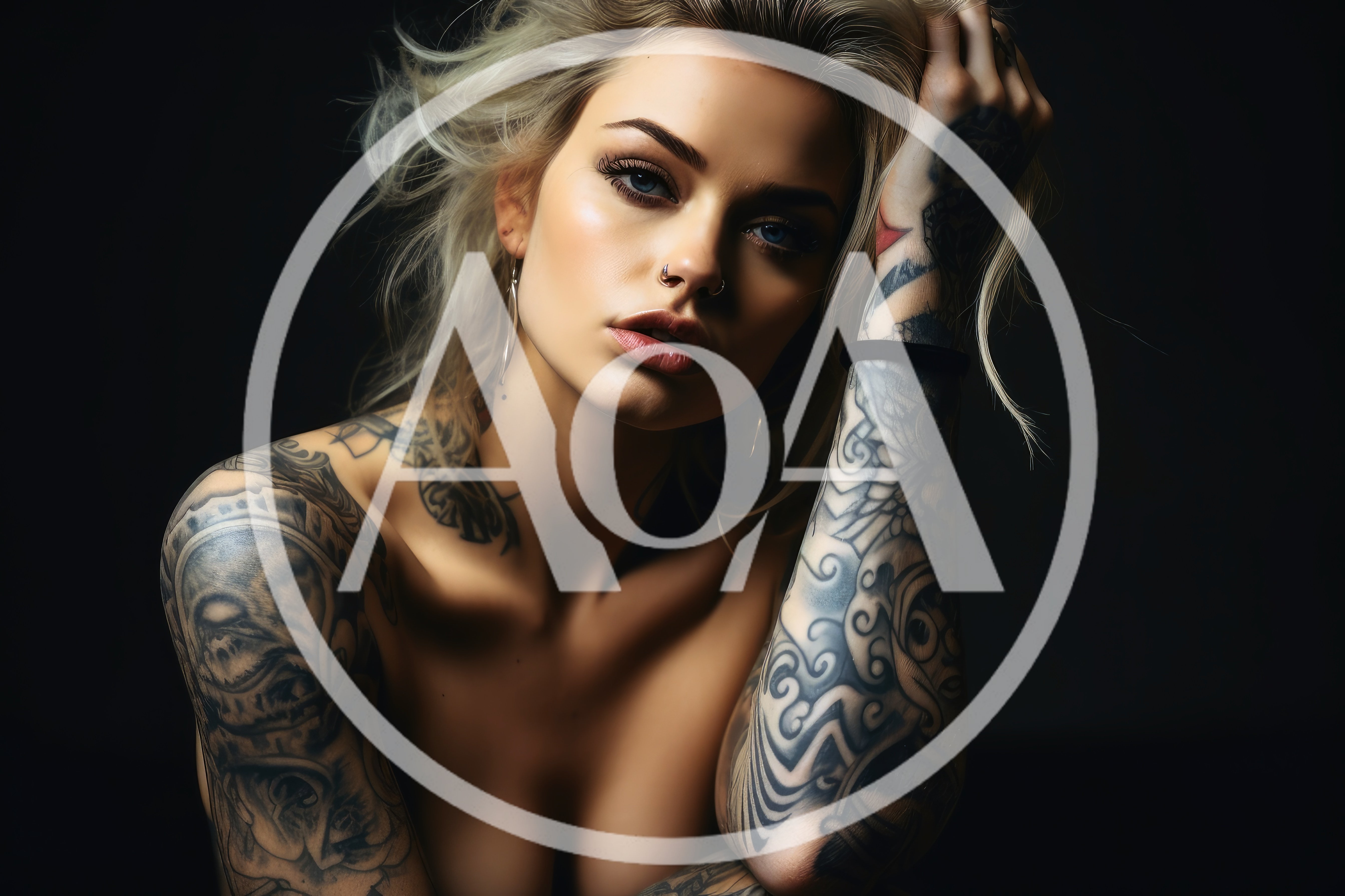 Portrait Of A Blonde Woman With Extensive Arm Tattoos