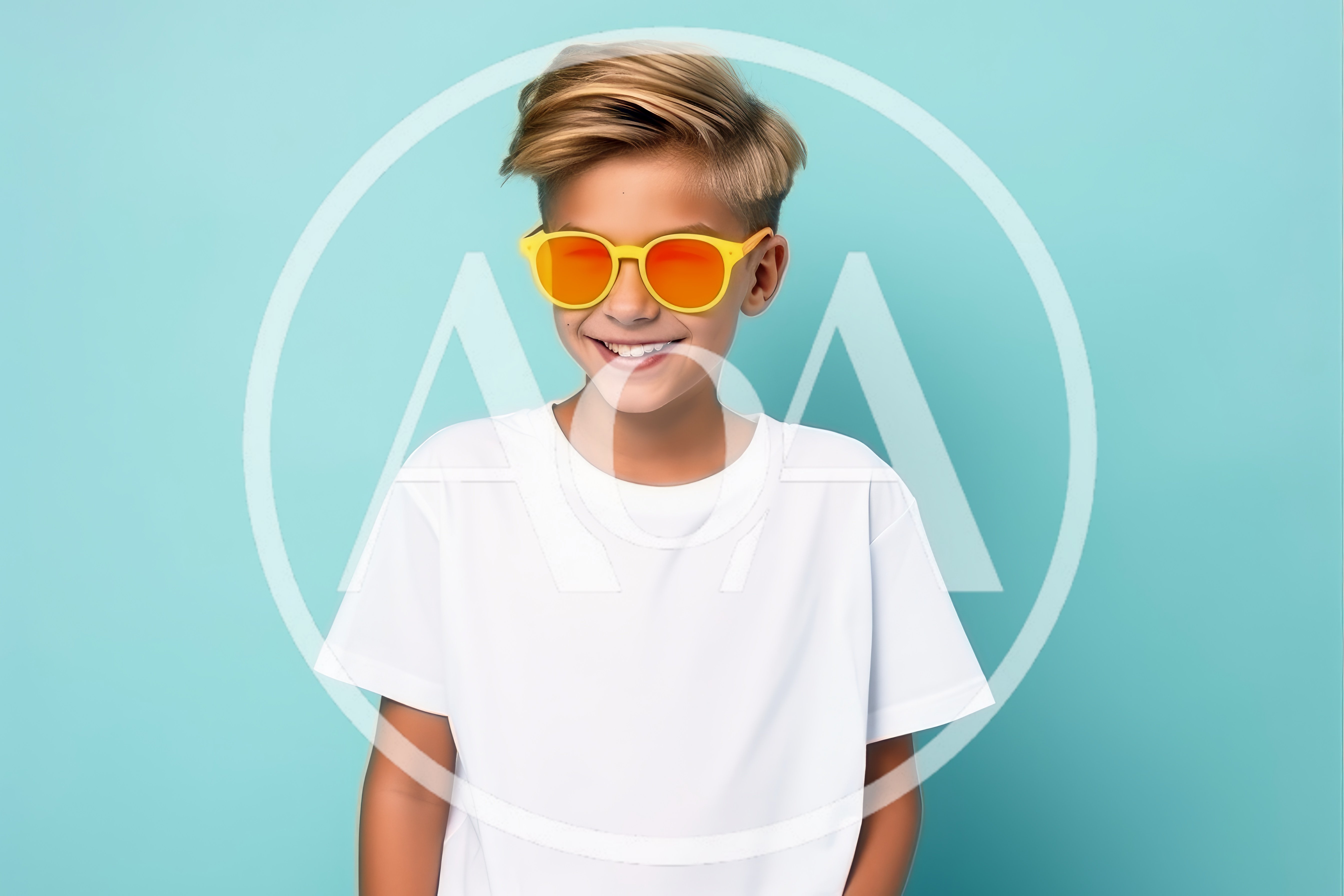 Smiling Young Boy Wearing Yellow Sunglasses