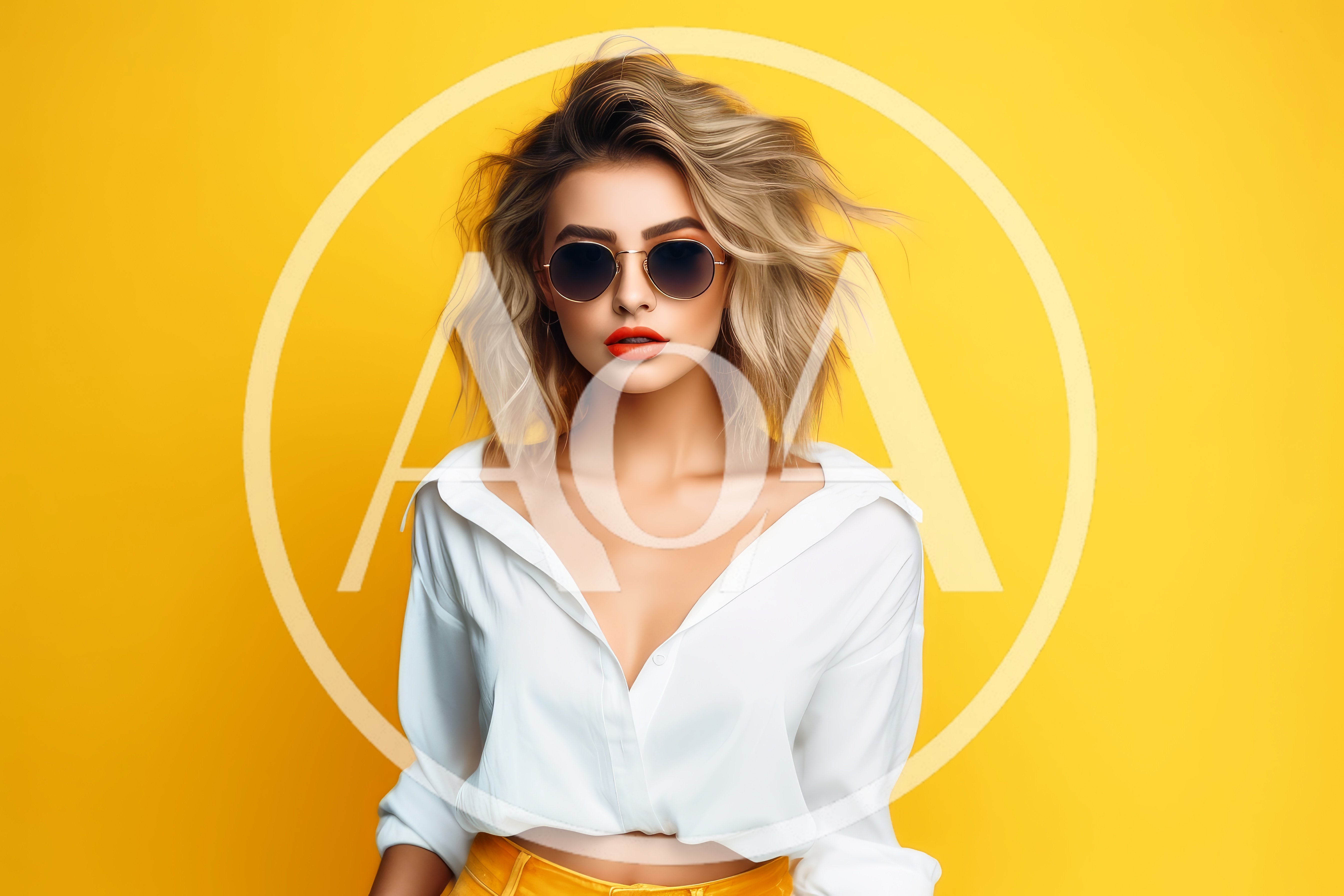 Stylish Young Woman With Blonde Hair Wearing Sunglasses