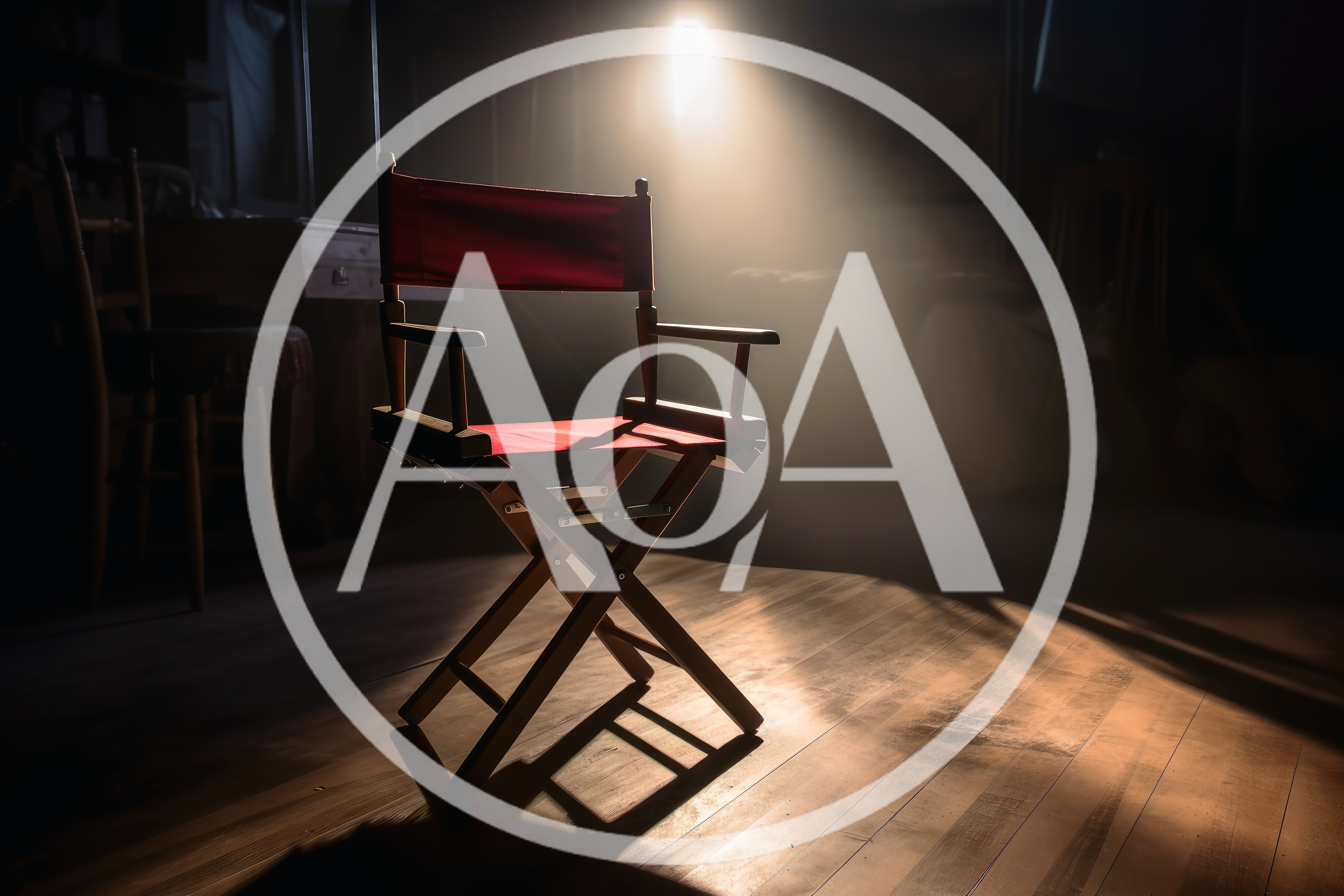 Empty Red Directors Chair Under Spotlight